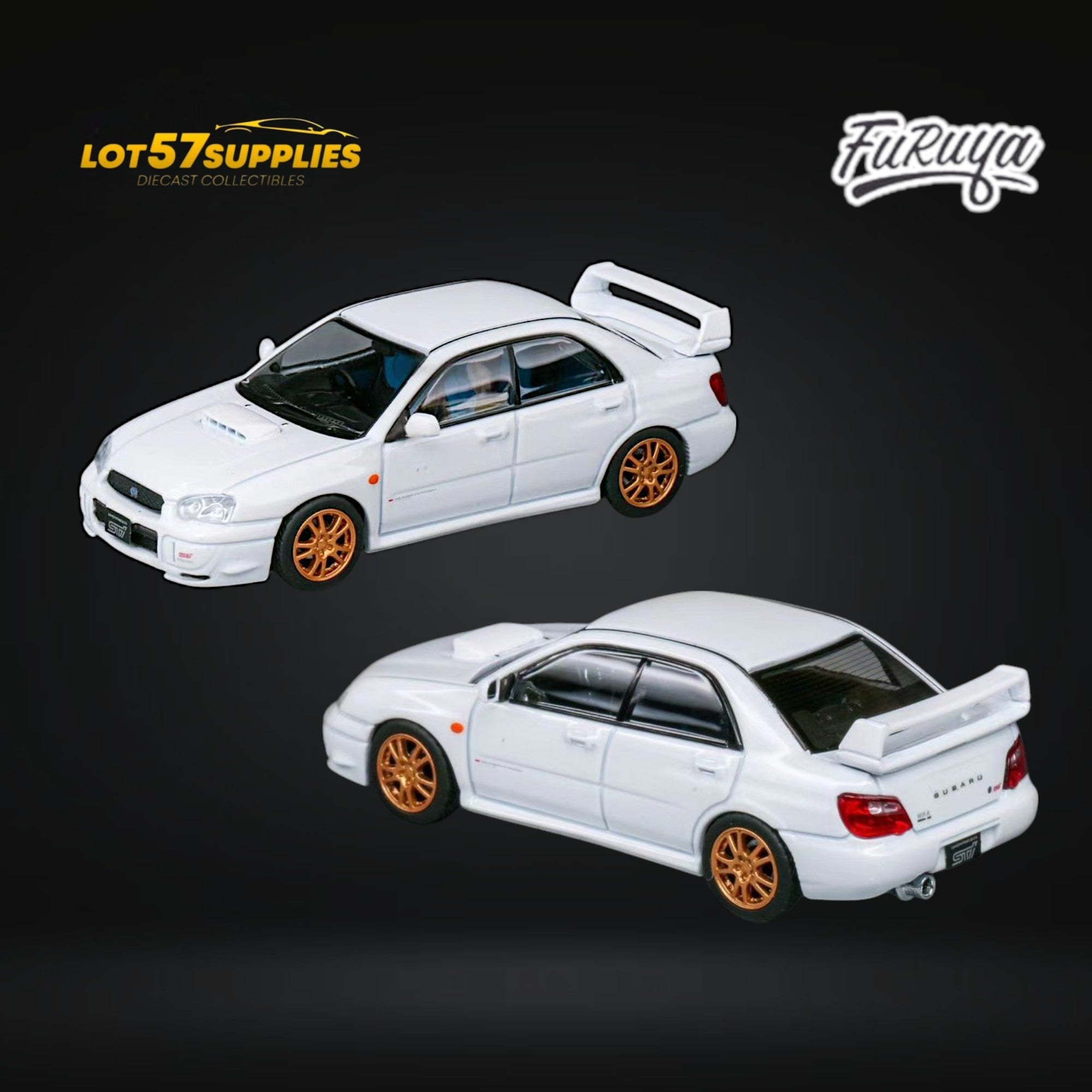 Furuya Subaru Impreza STi GD 8th Gen SEDAN in Pearl White 1:64