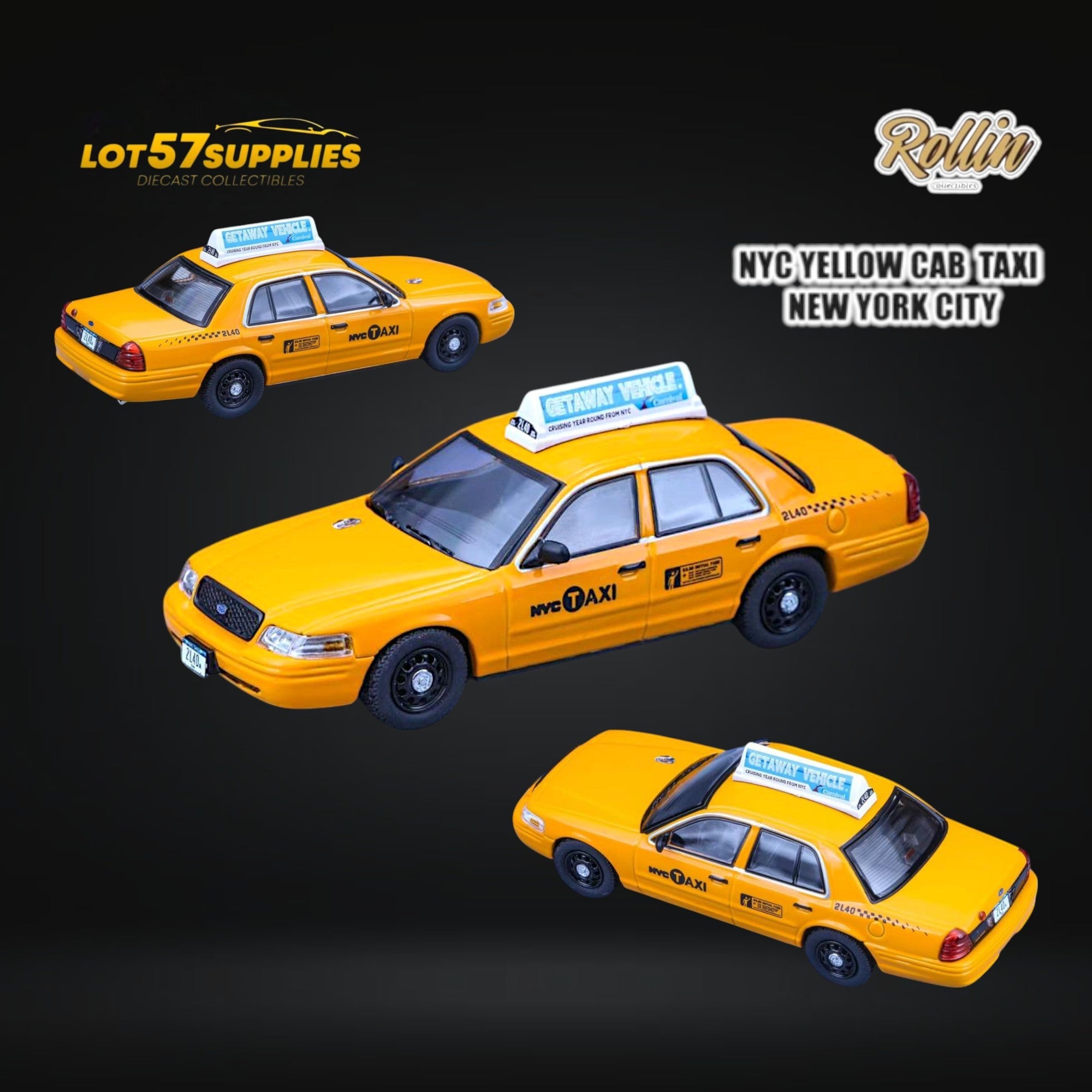 Rollin Ford Crown Victoria NYC Yellow Cab TAXI NEW YORK CITY 1:64