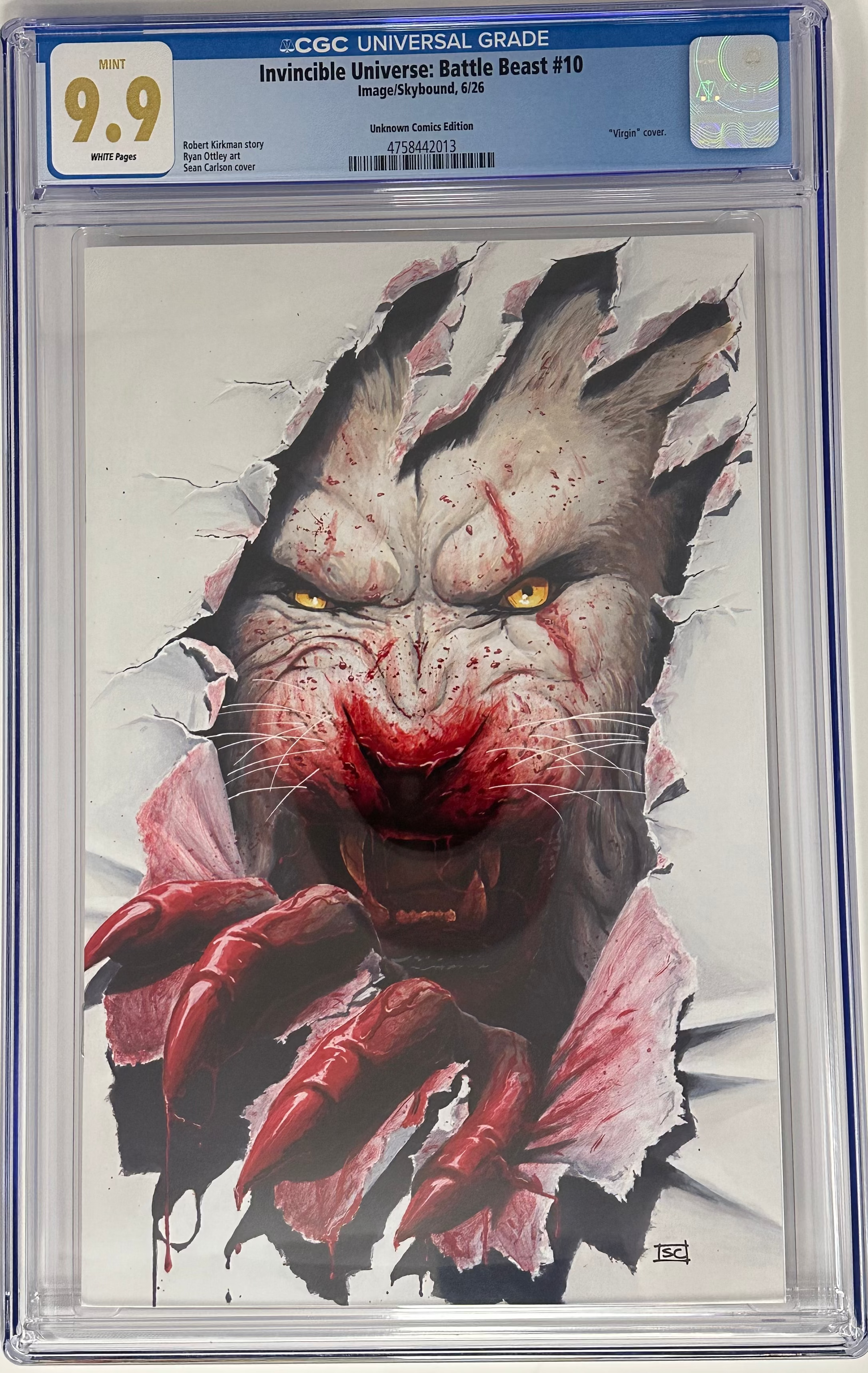 INVINCIBLE UNIVERSE: BATTLE BEAST #10 CGC 9.9 BLUE LABEL SEAL CARLSON VIRGIN VAR [IN STOCK]