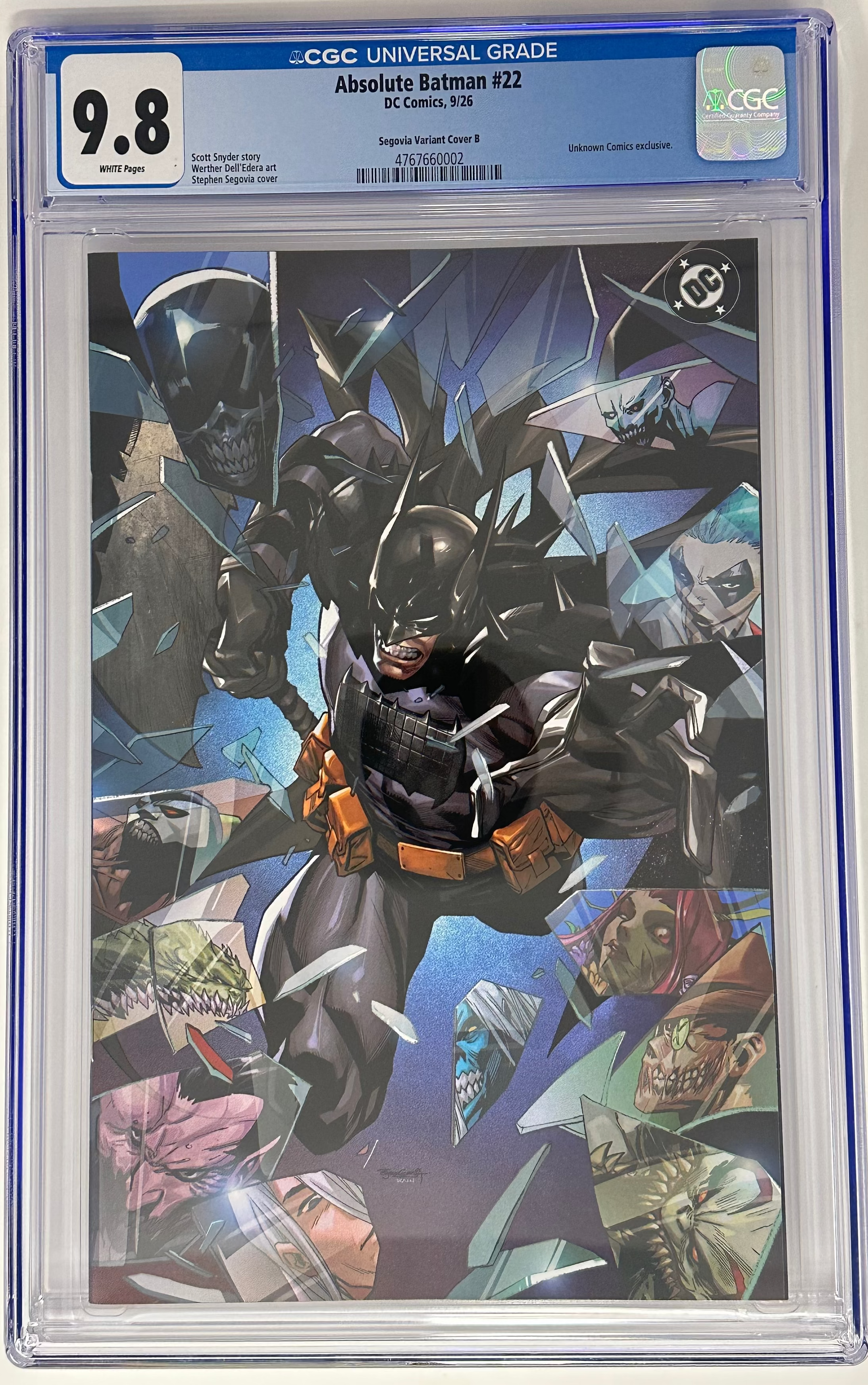 ABSOLUTE BATMAN #22 CGC 9.8 BLUE LABEL STEPHEN SEGOVIA EXCLUSIVE VIRGIN VAR [IN STOCK]