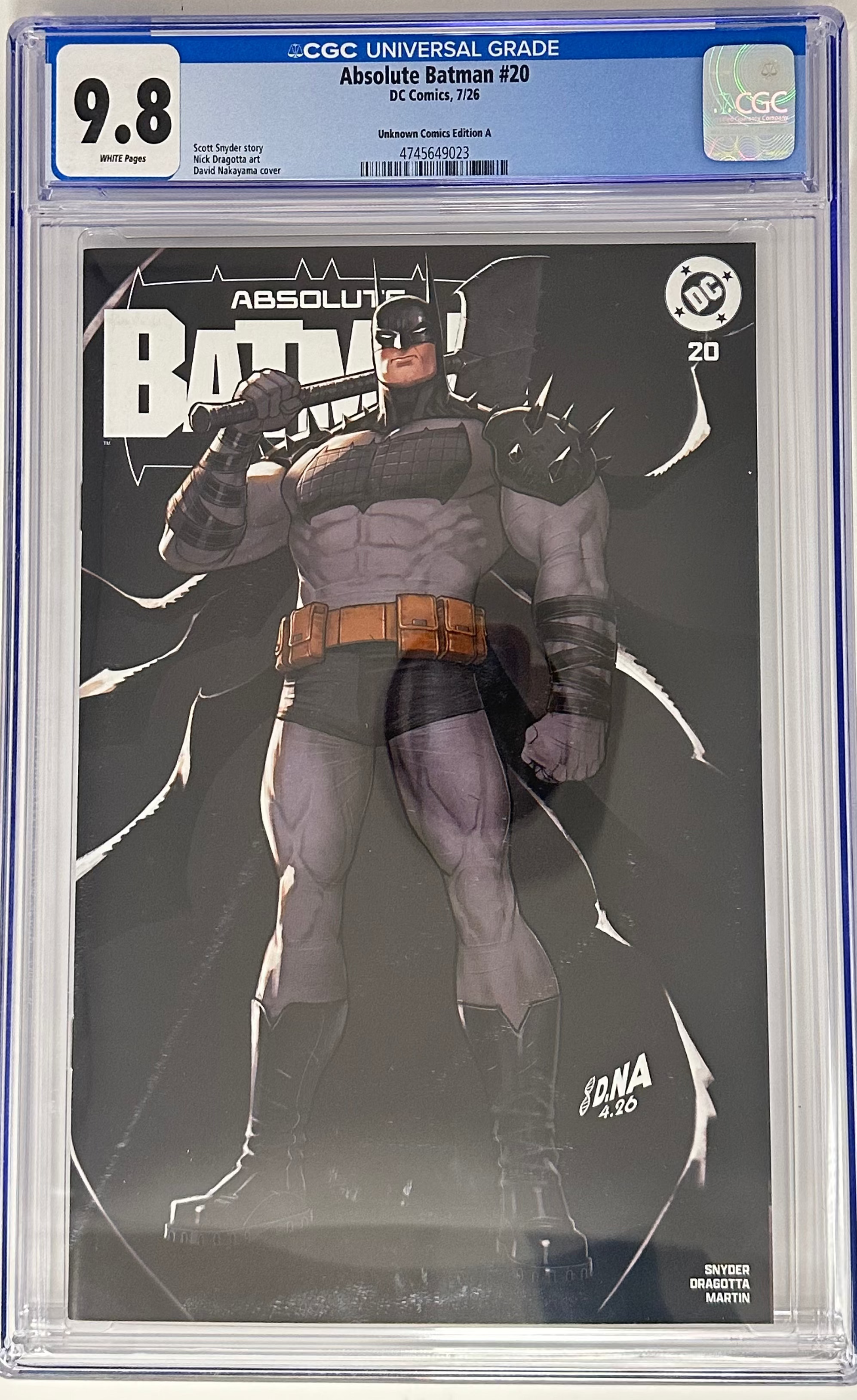 ABSOLUTE BATMAN #20 CGC 9.8 BLUE LABEL DAVID NAKAYAMA EXCLUSIVE VAR [IN STOCK]