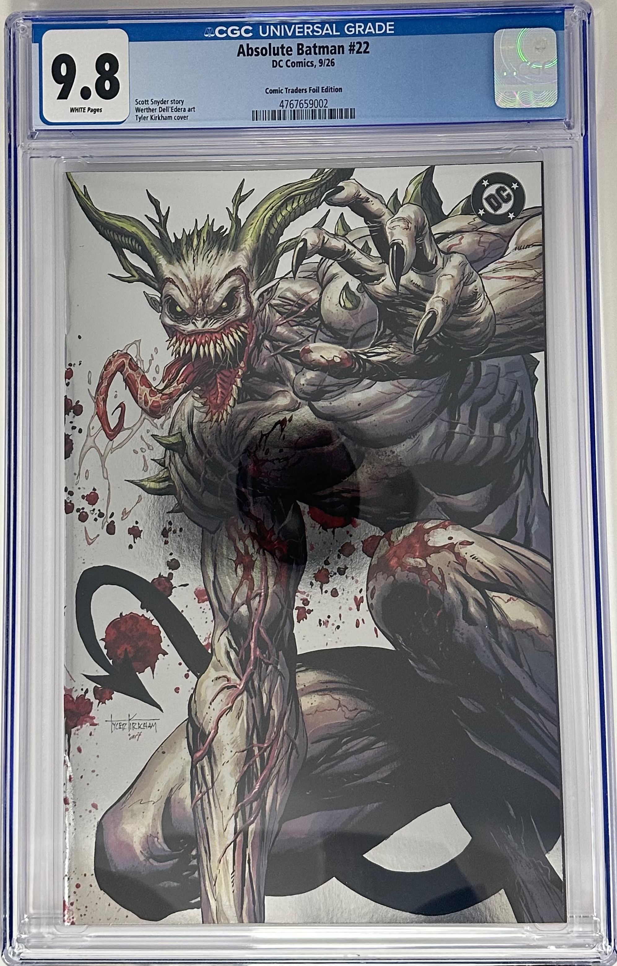 [FOIL] ABSOLUTE BATMAN #22 CGC 9.8 BLUE LABEL TYLER KIRKHAM EXCLUSIVE VIRGIN VAR [IN STOCK]