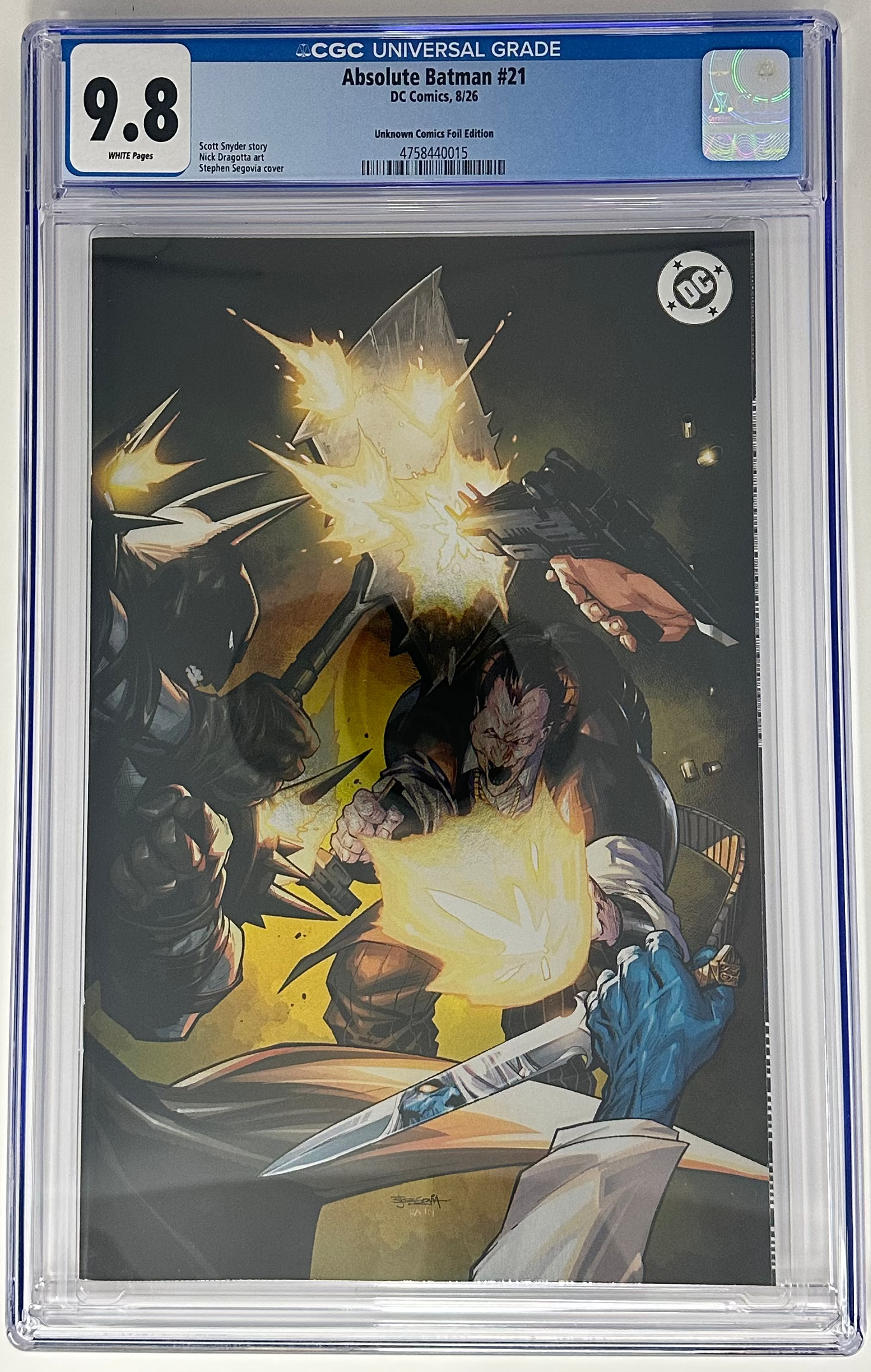 [FOIL] ABSOLUTE BATMAN #21 CGC 9.8 BLUE LABEL STEPHEN SEGOVIA EXCLUSIVE VIRGIN VAR [IN STOCK]