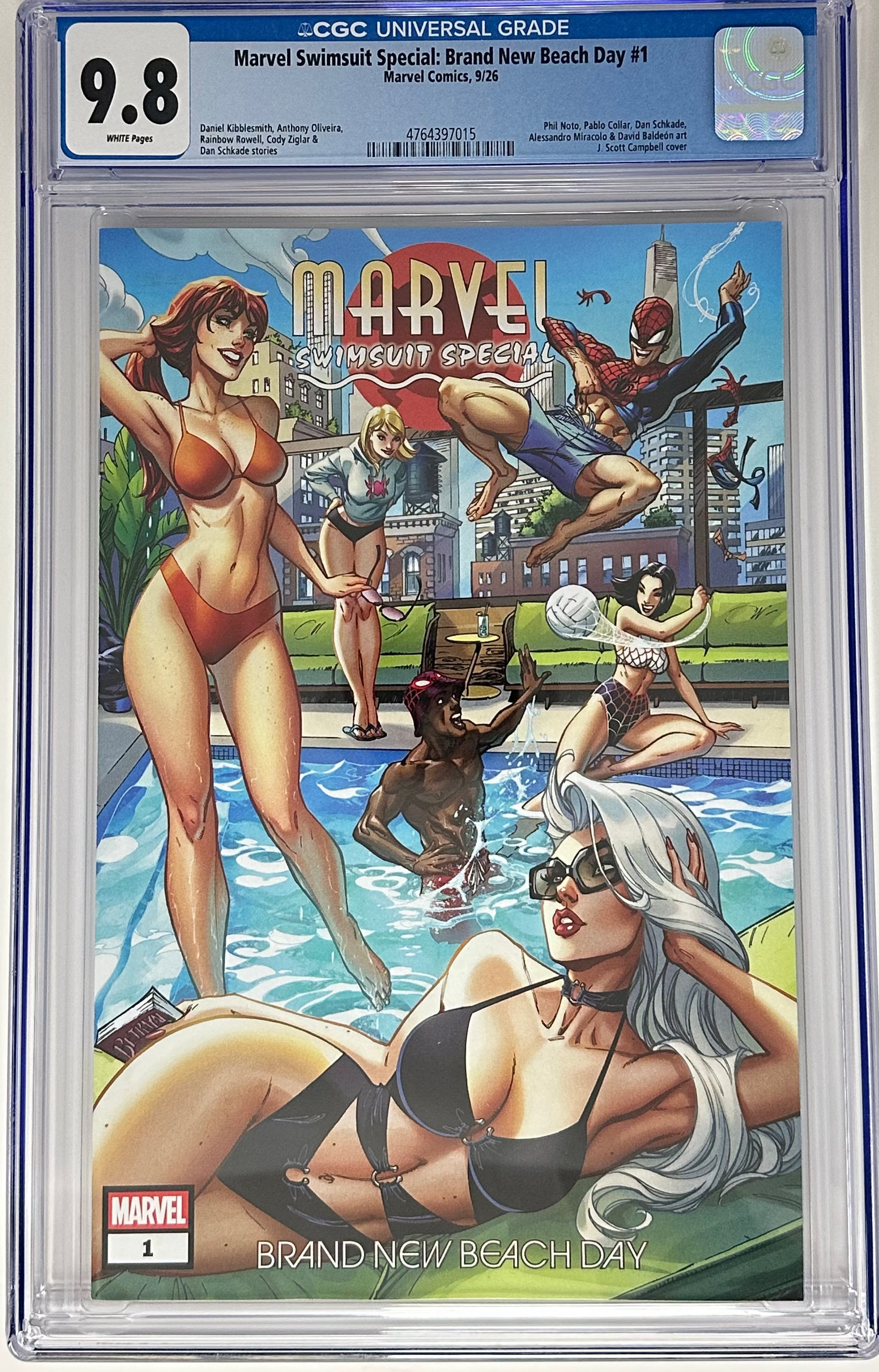 MARVEL SWIMSUIT SPECIAL: BRAND NEW BEACH DAY #1 CGC 9.8 BLUE LABEL J. SCOTT CAMPBELL VAR [IN STOCK]