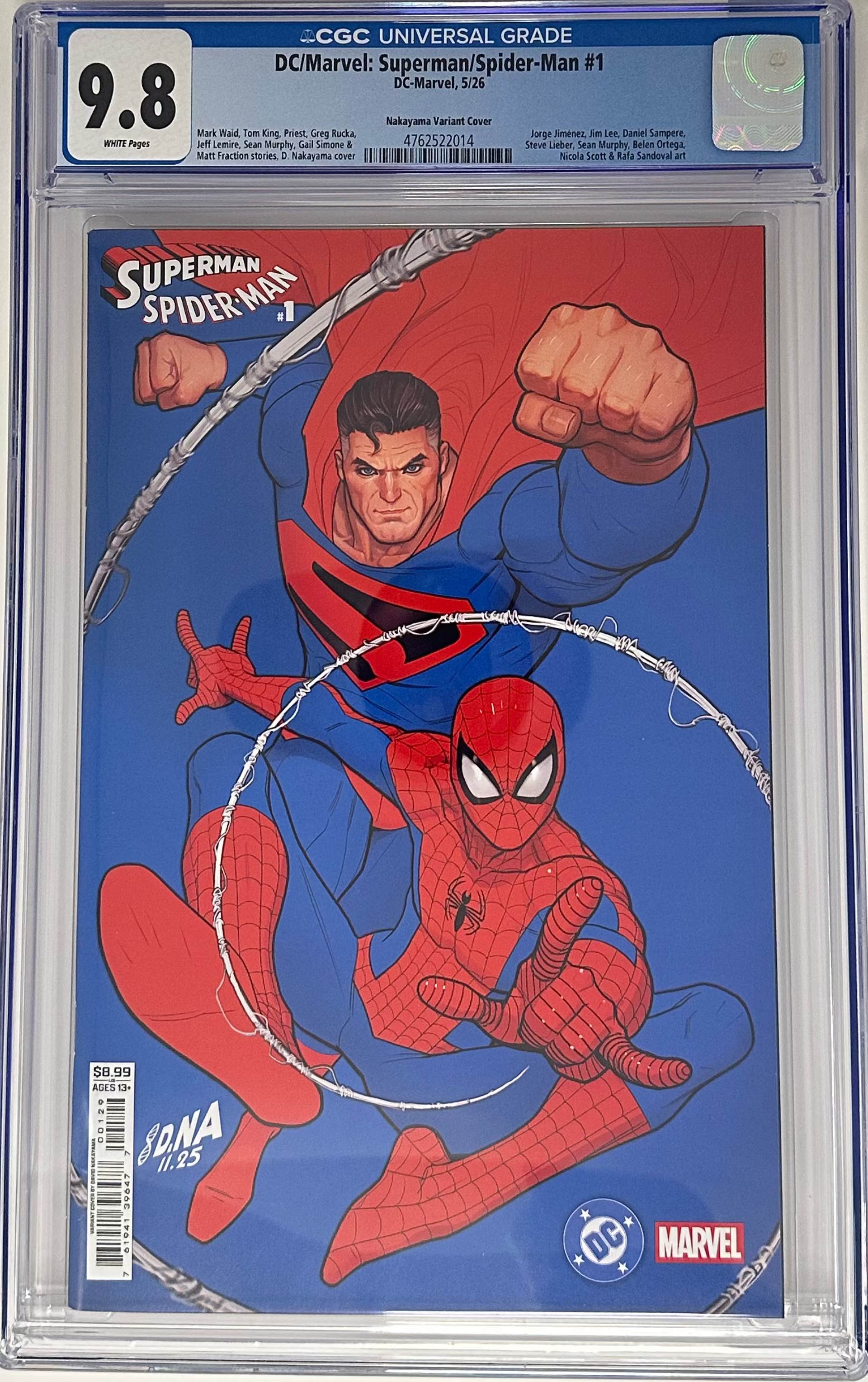 DC/MARVEL: SUPERMAN/SPIDER-MAN #1 CGC 9.8 BLUE LABEL DAVID NAKAYAMA VAR [IN STOCK]