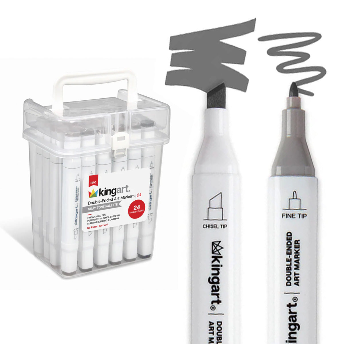 Double-Ended Alcohol Markers 24 Gray Tone Colors