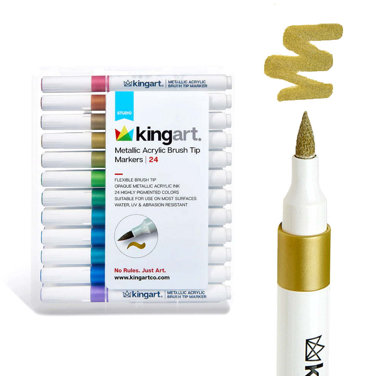 Acrylic Paint Markers, Brush Tip 24 Metallic Colors