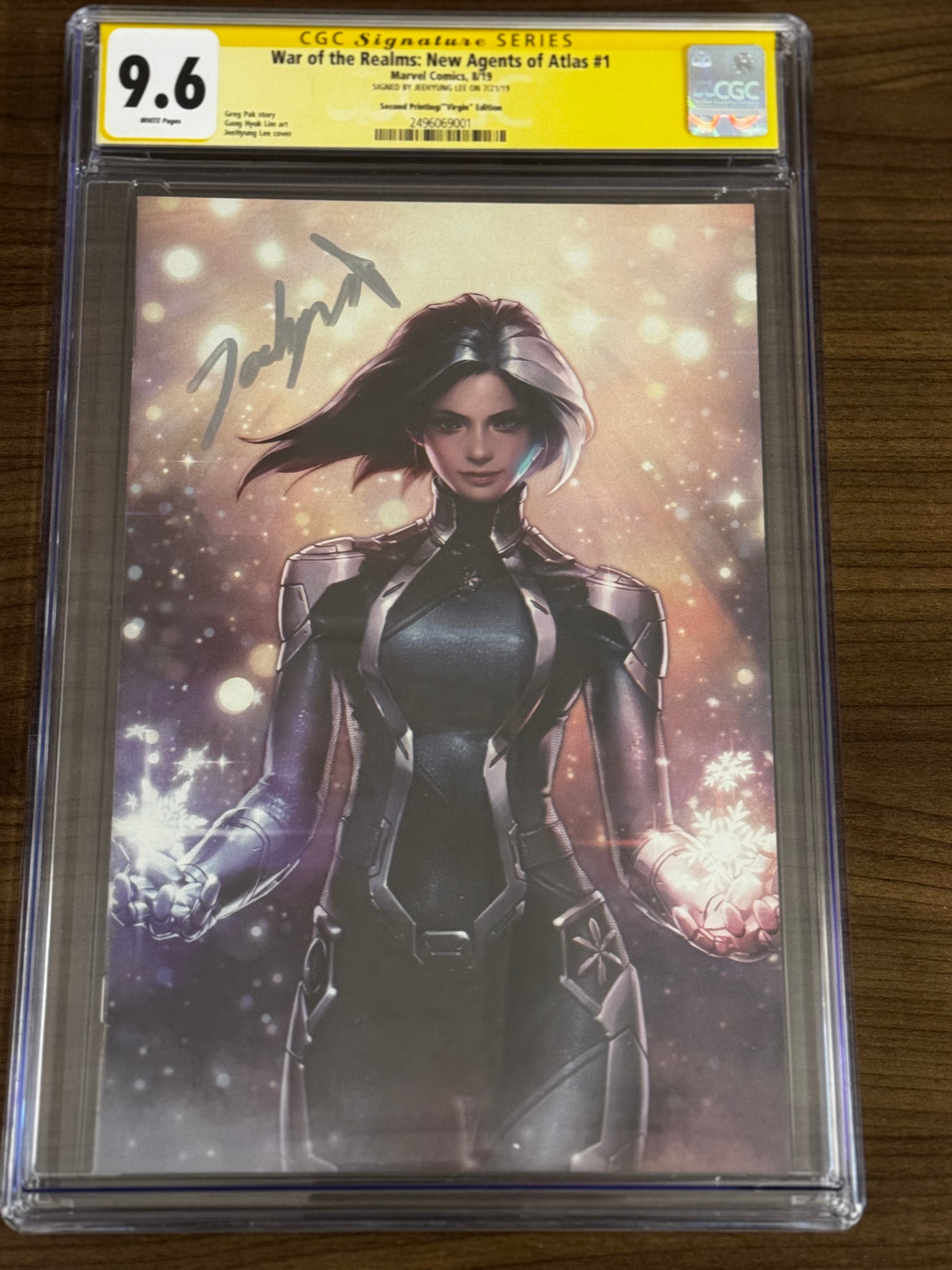 WAR OF THE REALMS: NEW AGENTS OF ATLAS #1 SIGNED BY JEEHYUNG LEE 2ND PTG VIRGIN VAR CGC 9.6 SS YELLOW LABEL [IN STOCK]