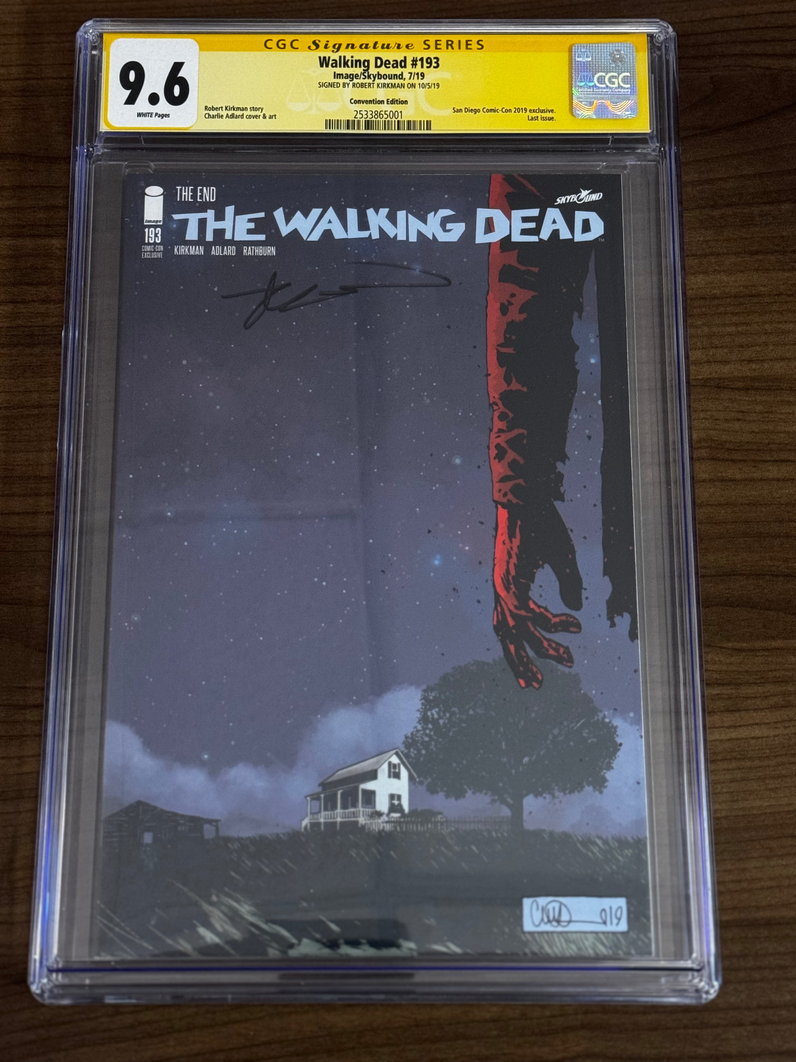WALKING DEAD #193 SIGNED BY ROBERT KIRKMAN SDCC 2019 EXCLUSIVE VAR CGC 9.6 SS YELLOW LABEL [IN STOCK]