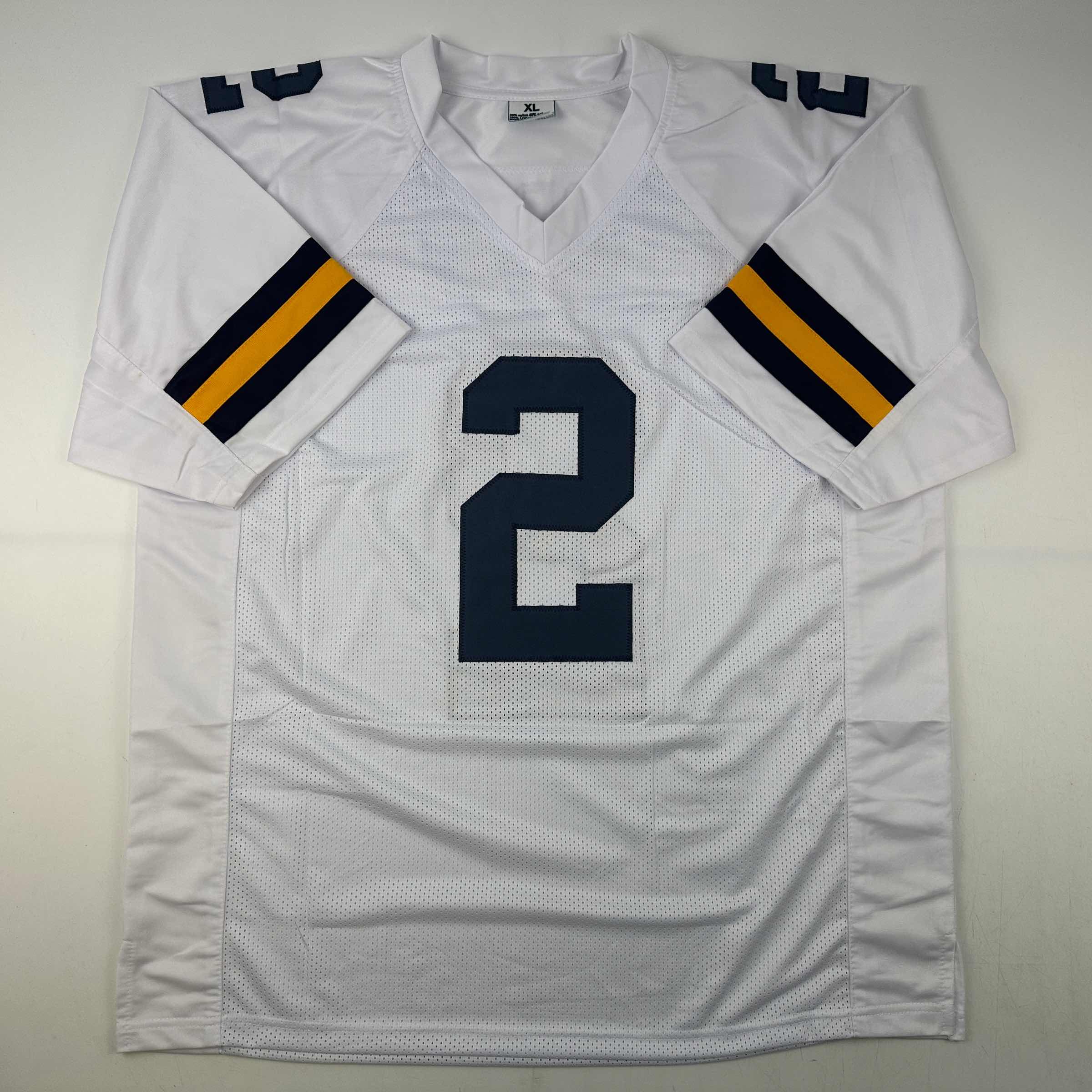 Facsimile Autographed Charles Woodson Michigan White Reprint Laser Auto College Football Jersey Size Men's XL