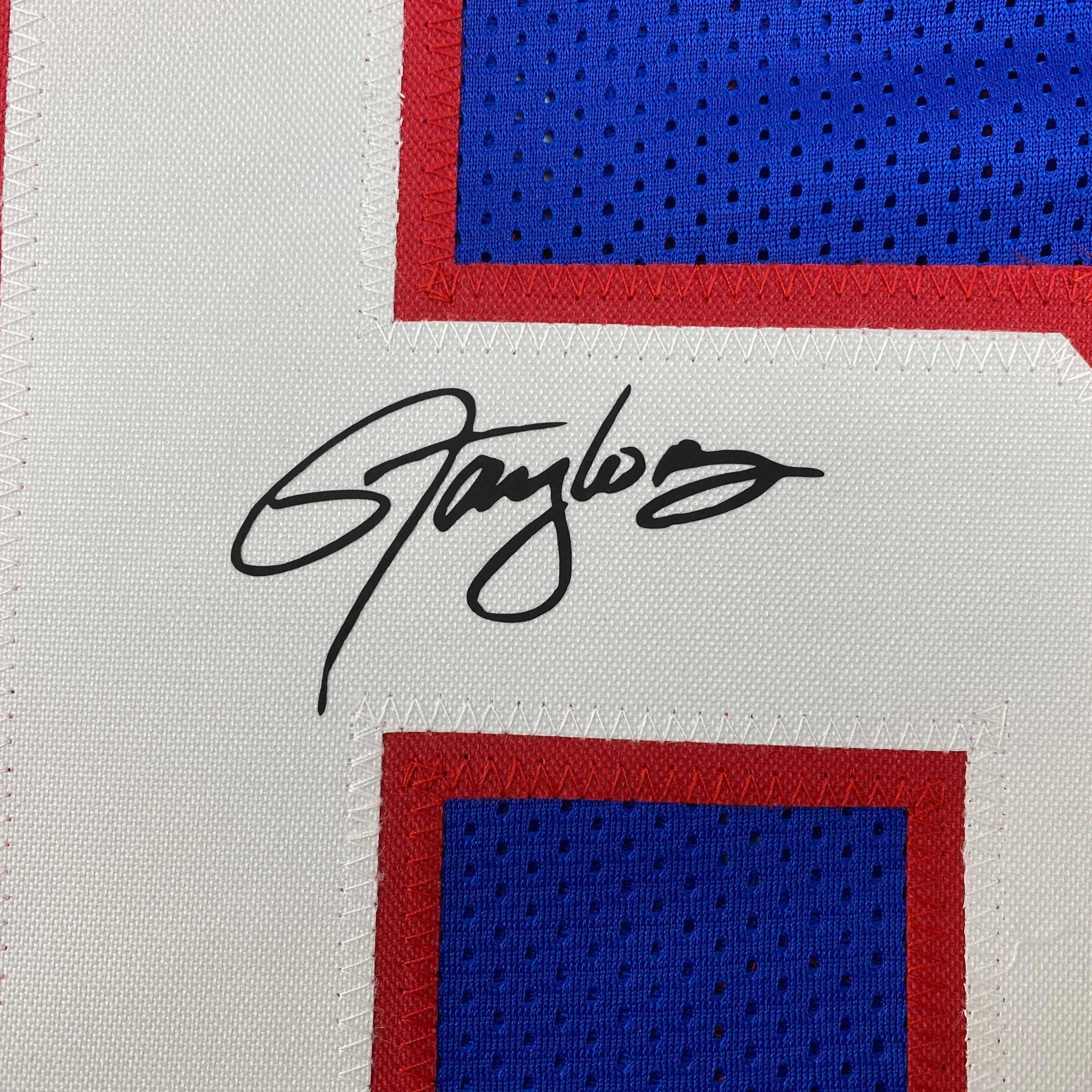 Facsimile Autographed Lawrence Taylor New York Blue Reprint Laser Auto Football Jersey Size Men's XL