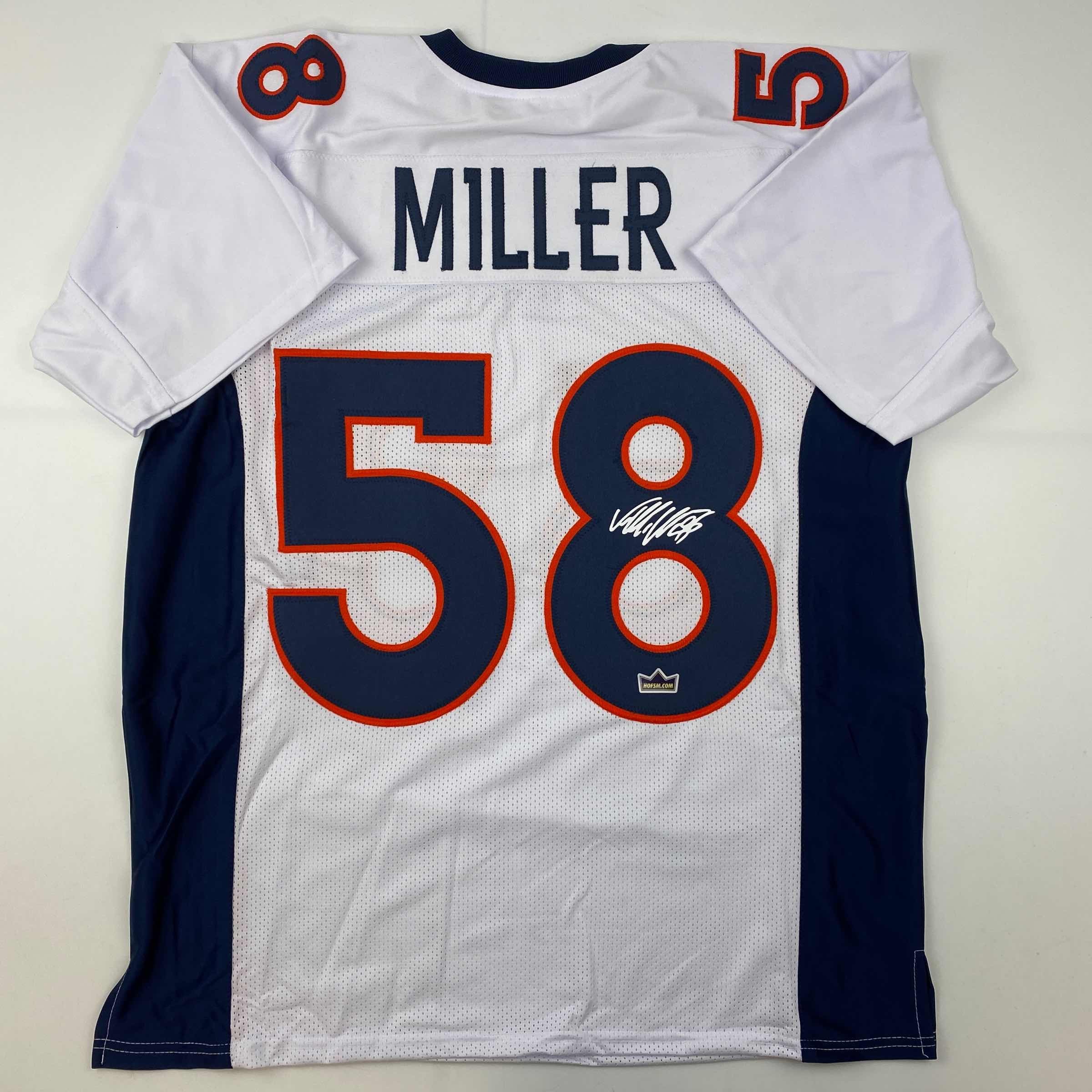 Facsimile Autographed Von Miller Denver White Reprint Laser Auto Football Jersey Size Men's XL
