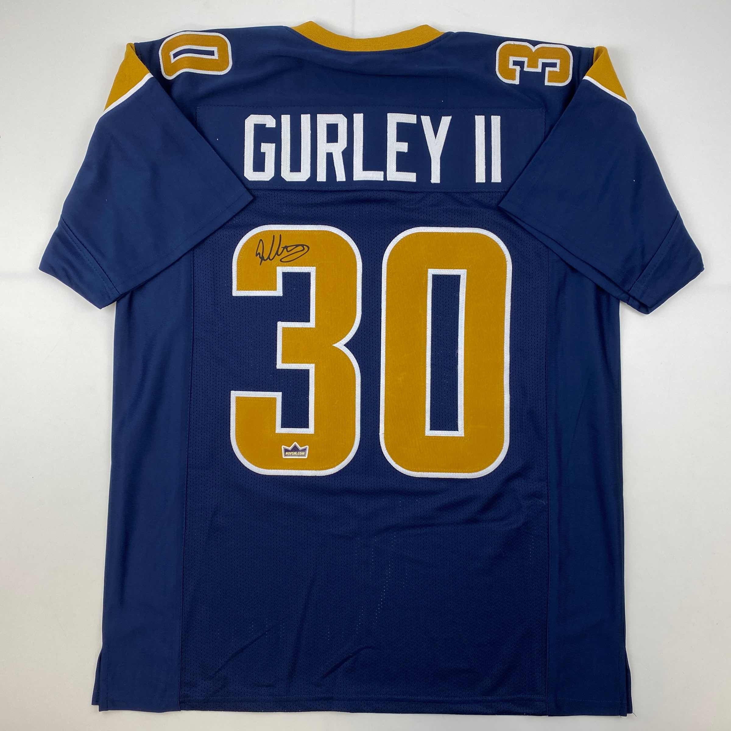 Facsimile Autographed Todd Gurley II Los Angeles LA Navy Blue Reprint Laser Auto Football Jersey Size Men's XL