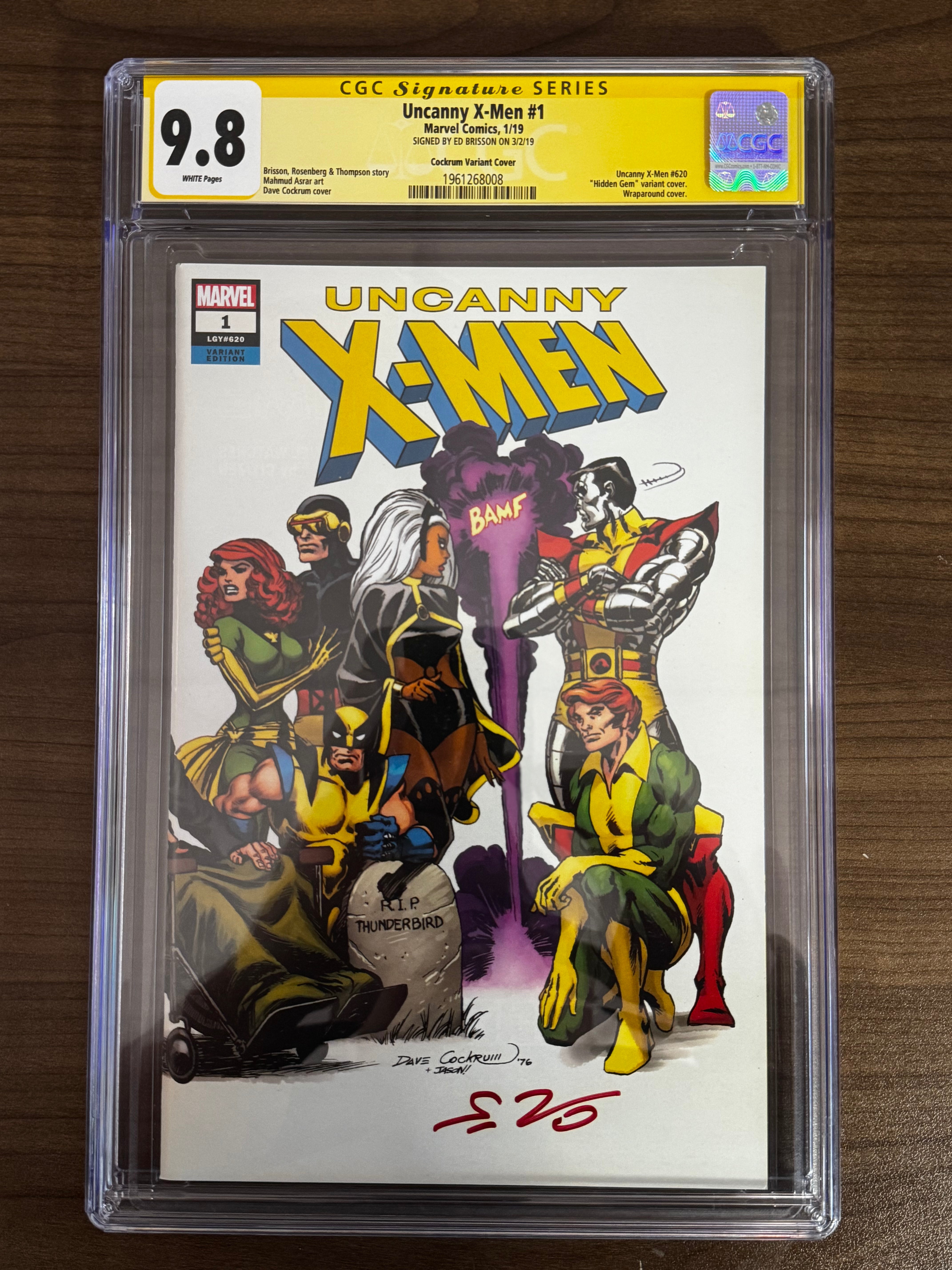 UNCANNY X-MEN #1 2019 SIGNED BY ED BRISSON HIDDEN GEM VAR CGC 9.8 SS YELLOW LABEL [IN STOCK]