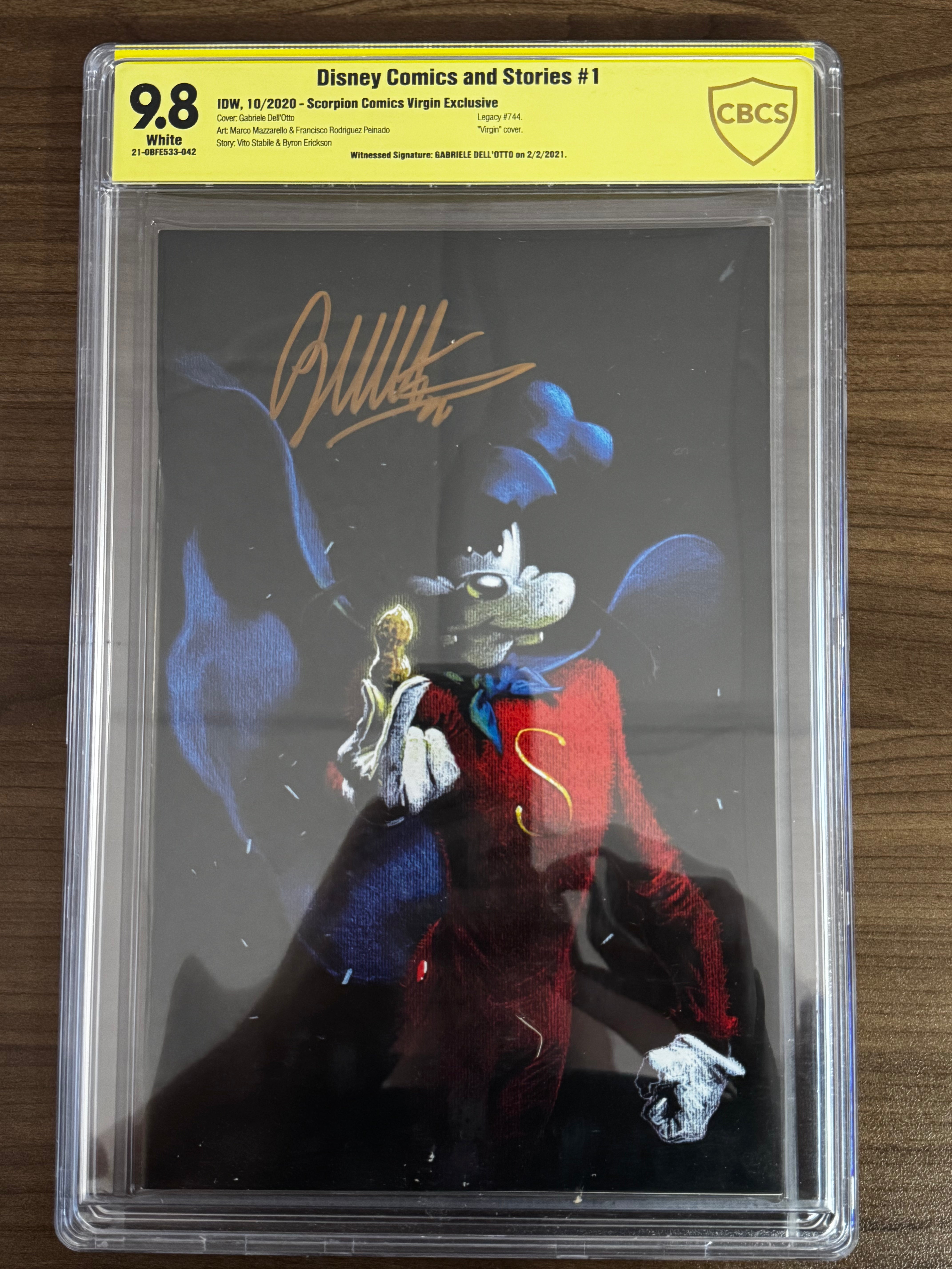DISNEY COMICS AND STORIES #1 SIGNED BY GABRIELE DELL'OTTO VIRGIN VAR CBCS 9.8 SS YELLOW LABEL [IN STOCK]