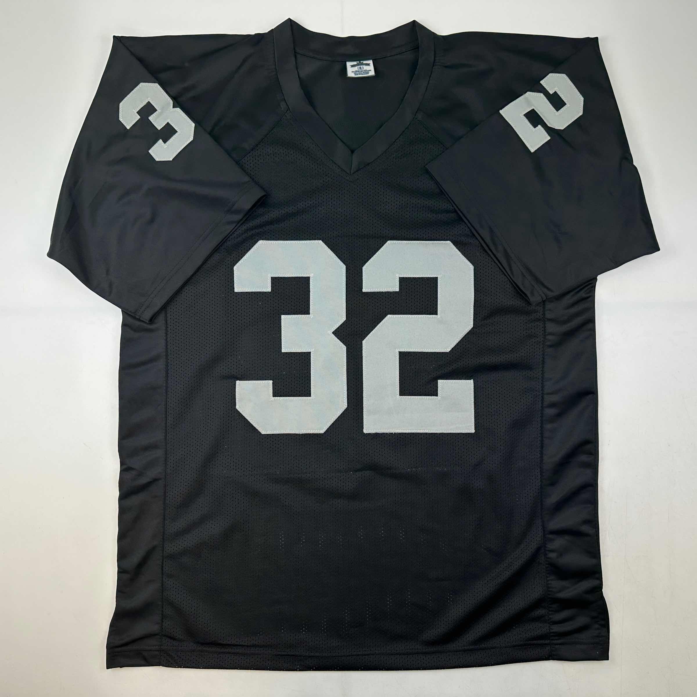 Facsimile Autographed Marcus Allen Oakland Las Vegas Black Reprint Laser Auto Football Jersey Size Men's XL