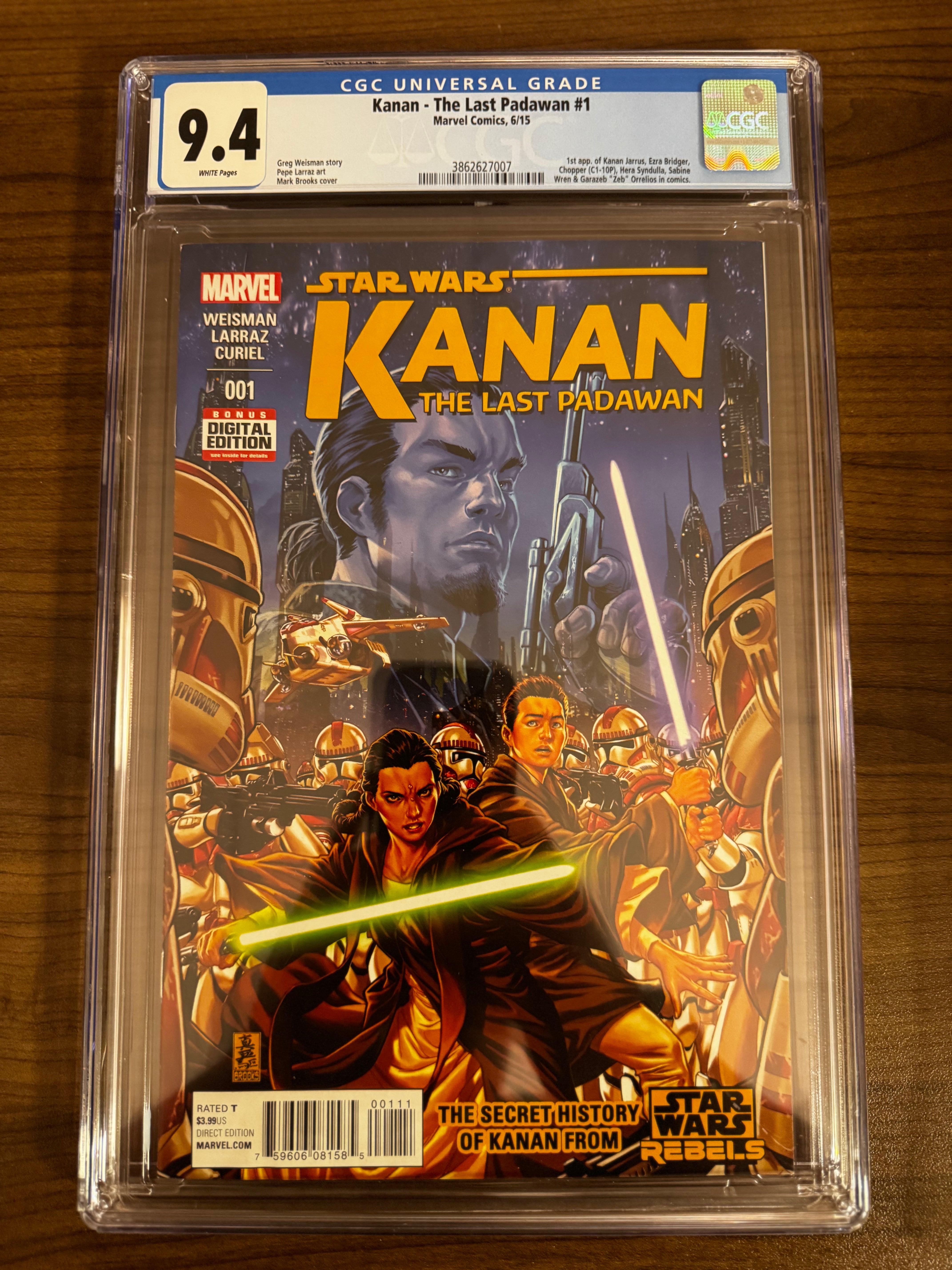 STAR WARS KANAN THE LAST PADAWAN #1 CGC 9.4 BLUE LABEL 1ST KANAN JARRUS, EZRA BRIDGER, CHOPPER, HERA SYNDULLA, SABINE WREN AND ZEB [IN STOCK]