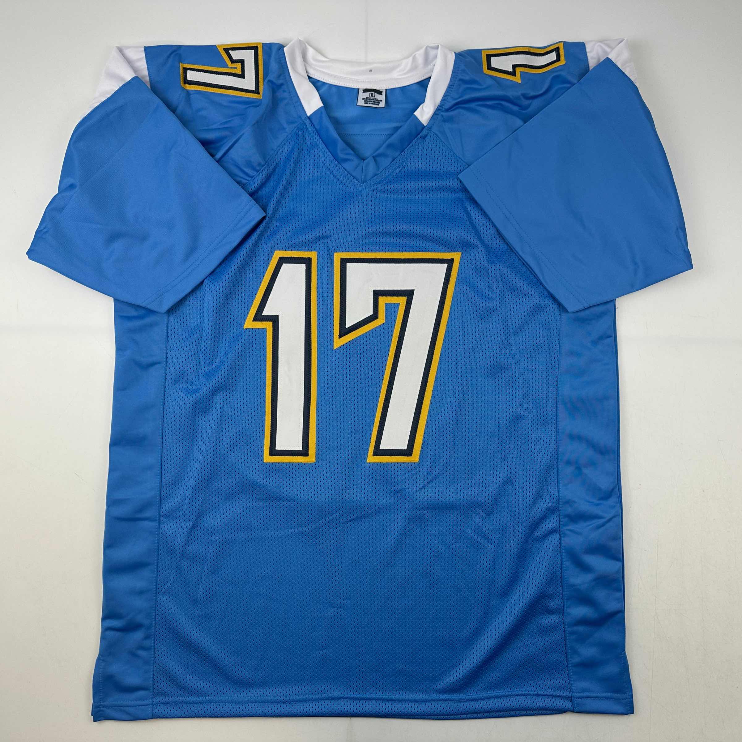Facsimile Autographed Philip Rivers Los Angeles LA Powder Blue Reprint Laser Auto Football Jersey Size Men's XL