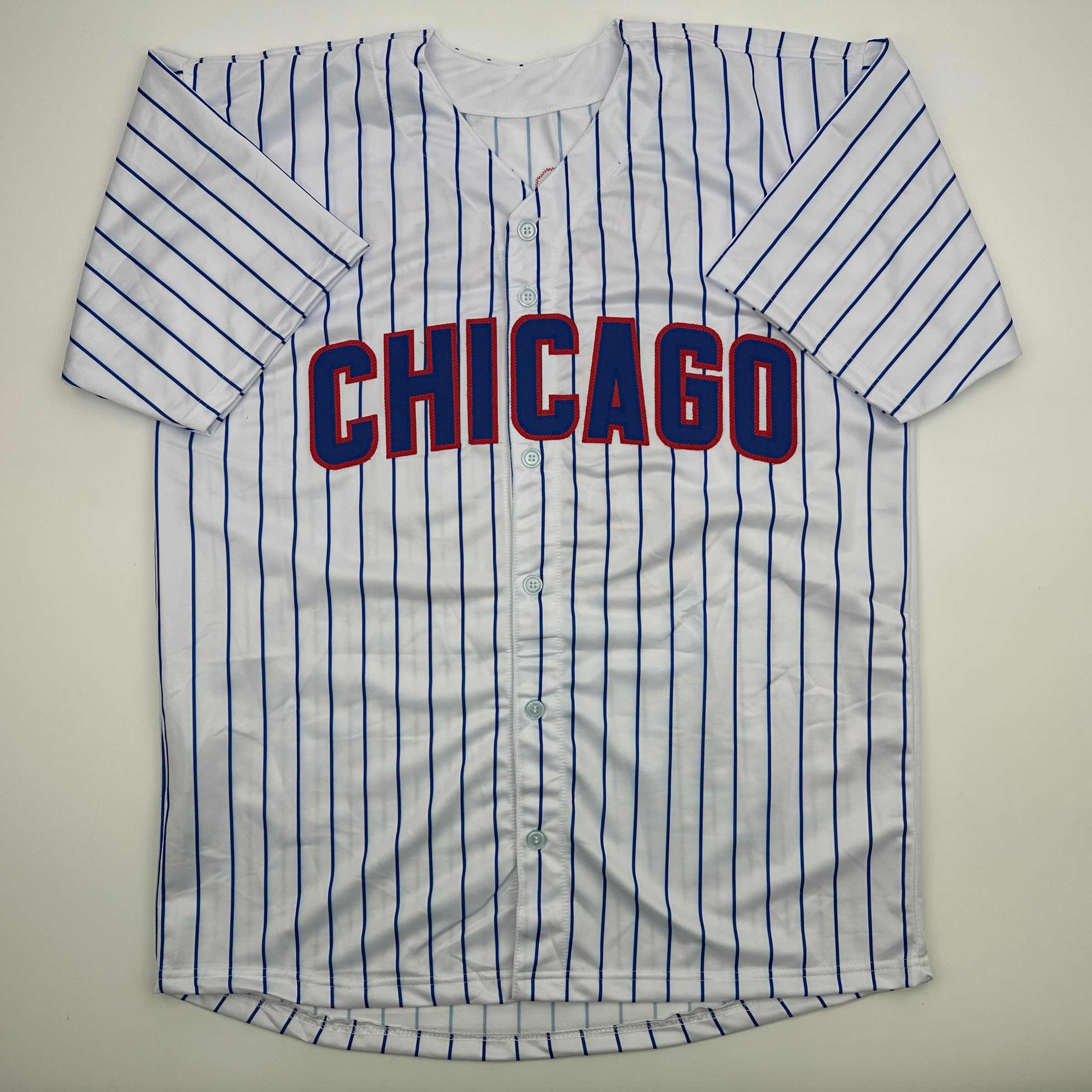 Facsimile Autographed Kyle Tucker Chicago Pinstripe Reprint Laser Auto Baseball Jersey Size Men's XL