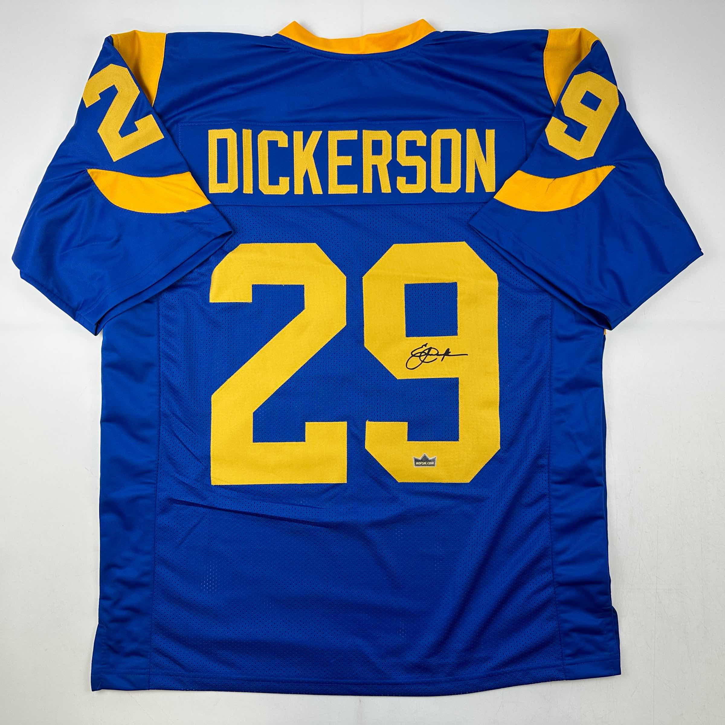 Facsimile Autographed Eric Dickerson Los Angeles LA Royal Blue Retro Reprint Laser Auto Football Jersey Size Men's XL