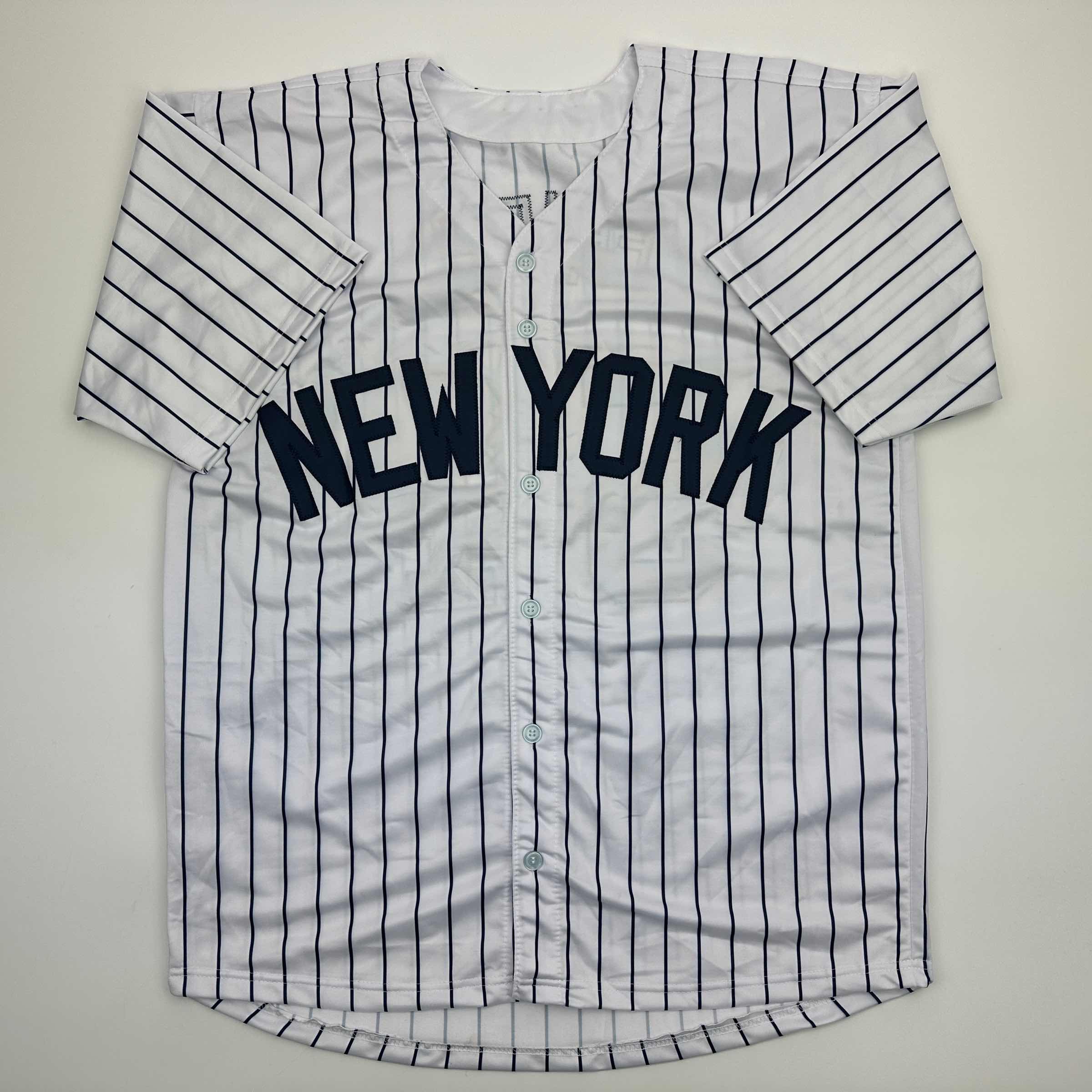 Facsimile Autographed Max Fried New York Pinstripe Reprint Laser Auto Baseball Jersey Size Men's XL