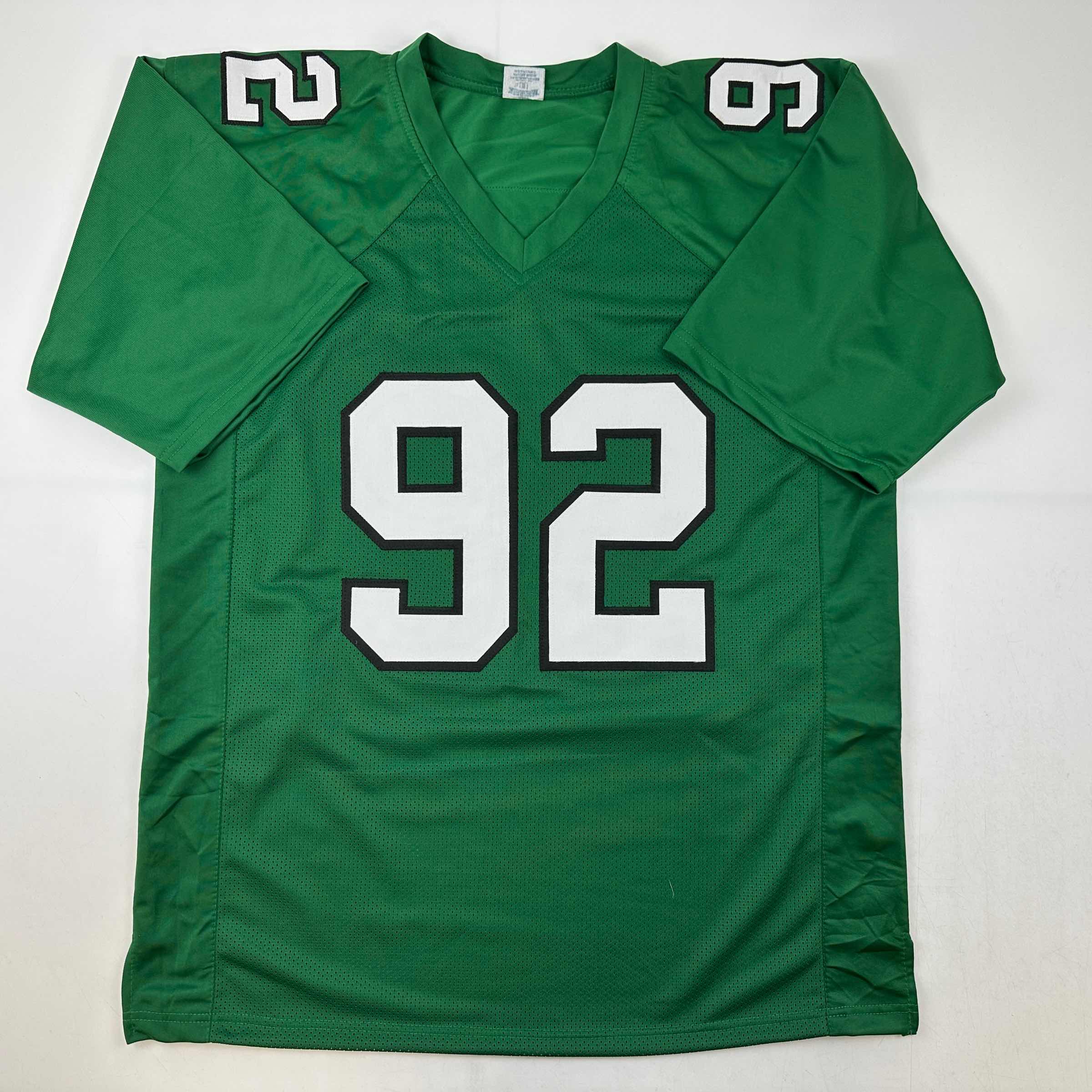 Facsimile Autographed Reggie White Philadelphia Kelly Green Reprint Laser Auto Football Jersey Size Men's XL