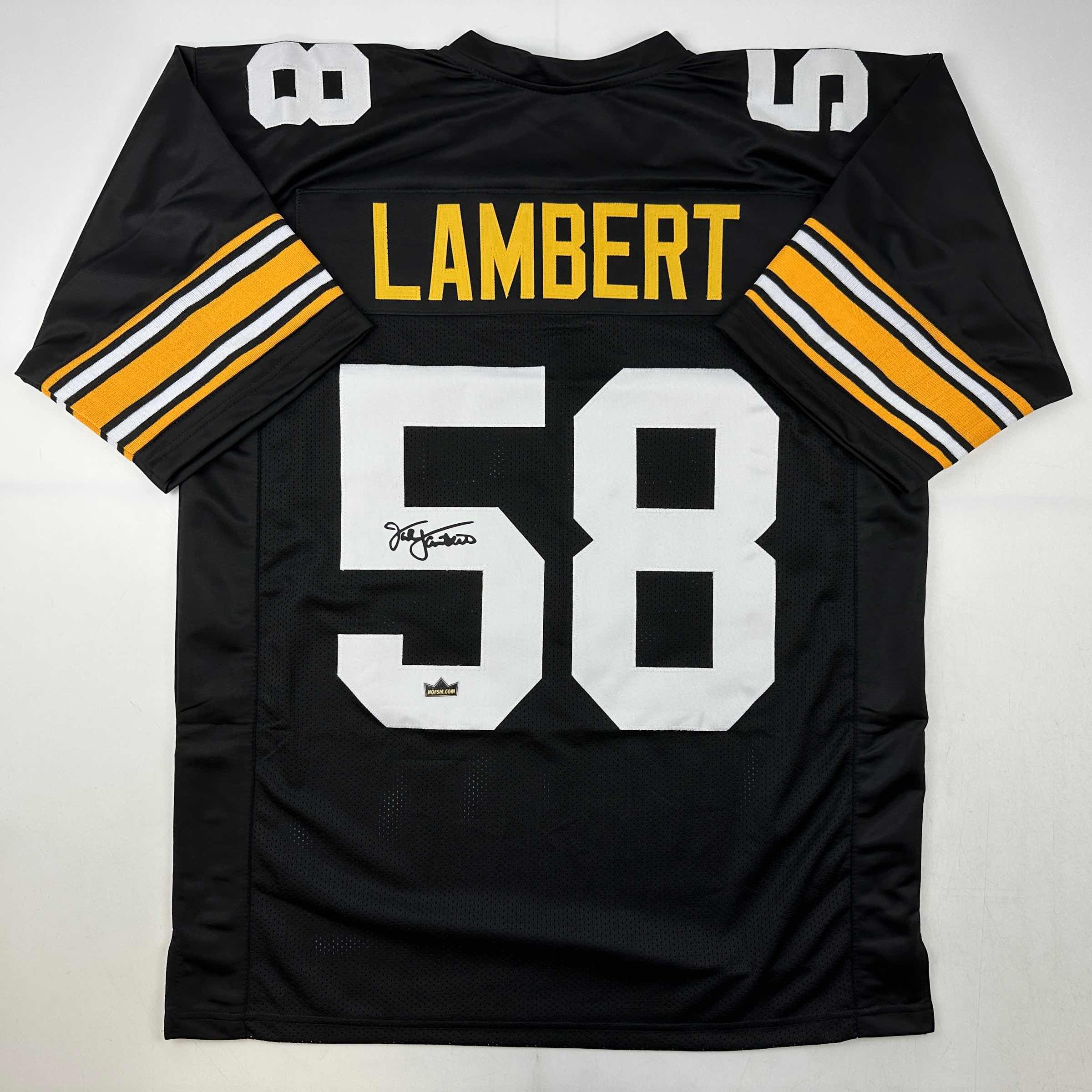 Facsimile Autographed Jack Lambert Pittsburgh Black Reprint Laser Auto Football Jersey Size Men's XL