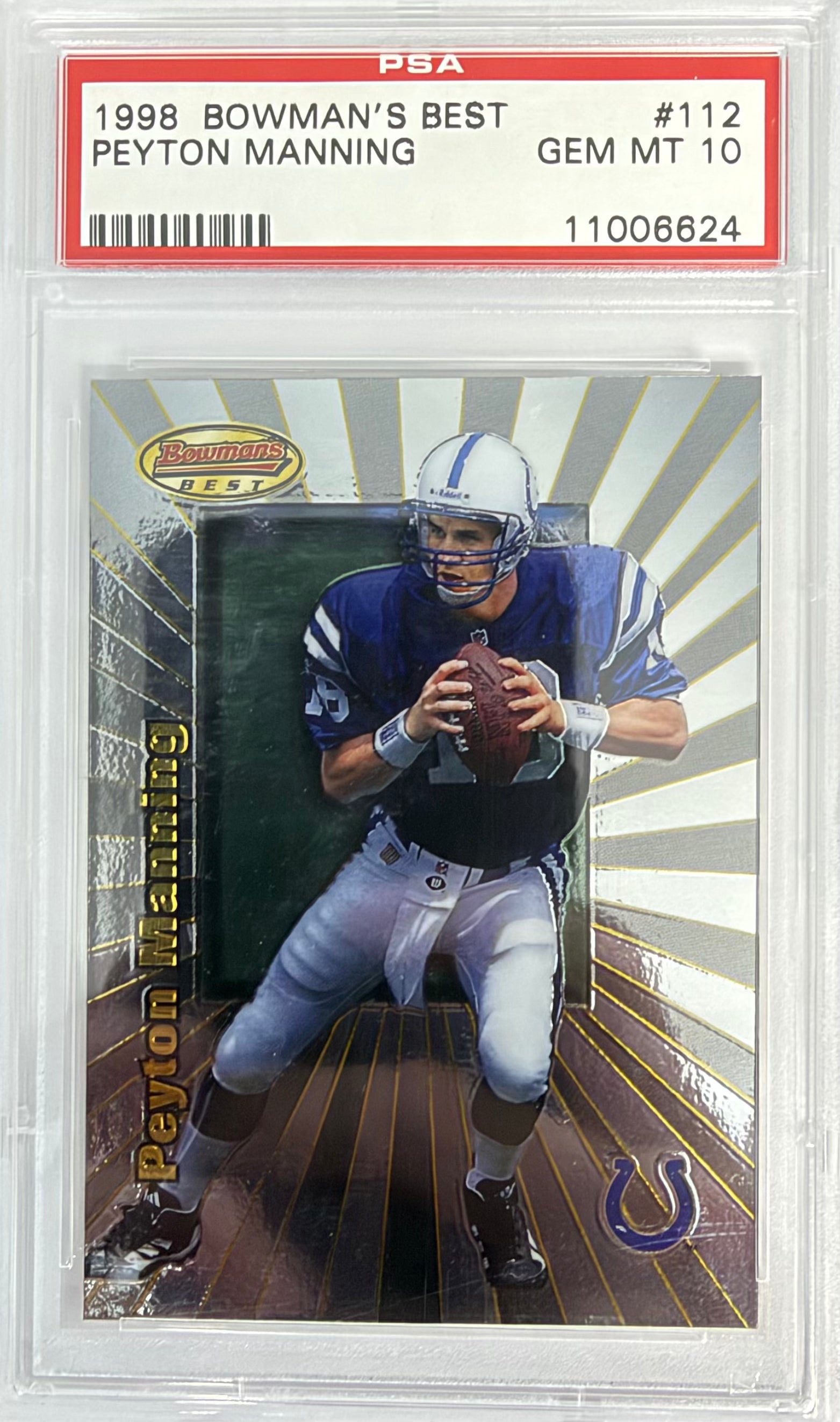 Graded 1998 Topps Bowmans Best Peyton Manning #112 Rookie RC Football Card PSA 10 Gem Mint