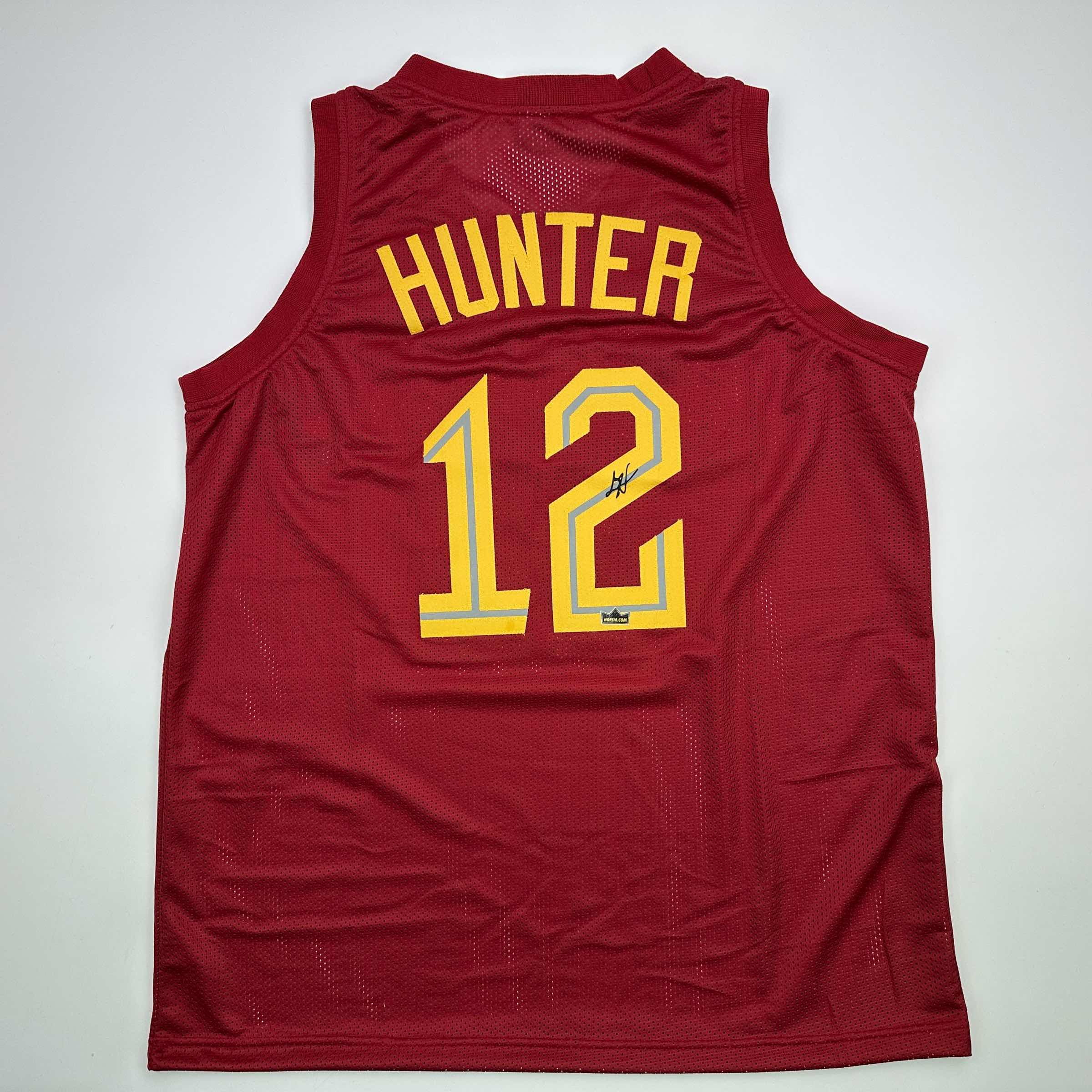 Facsimile Autographed De’Andre Hunter Cleveland Red Reprint Laser Auto Basketball Jersey Size Men's XL