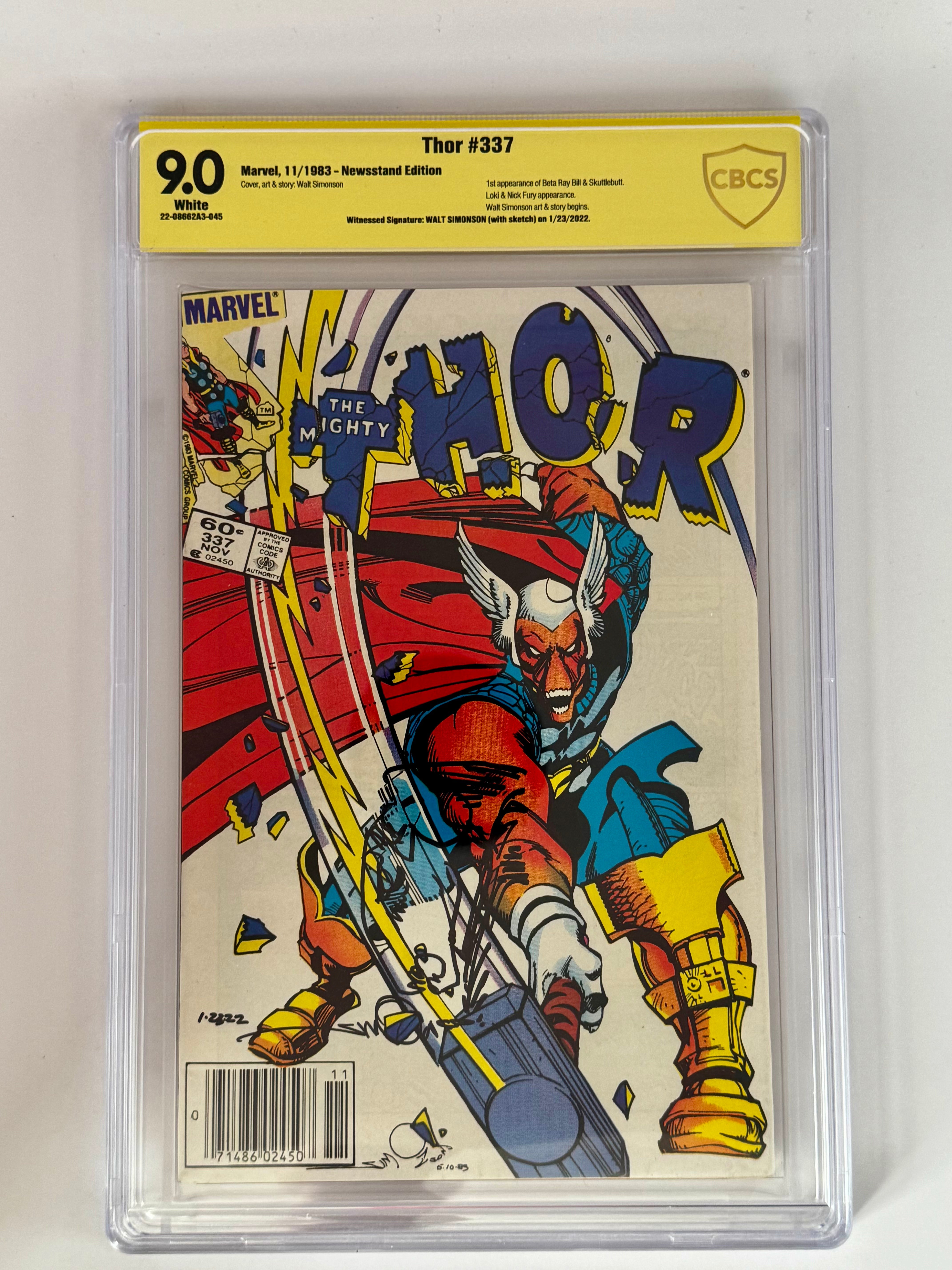 THOR #337 [1983] SIGNED/SKETCHED BY SIMONSON | CBCS 9.0 SS 1ST BETA RAY BILL