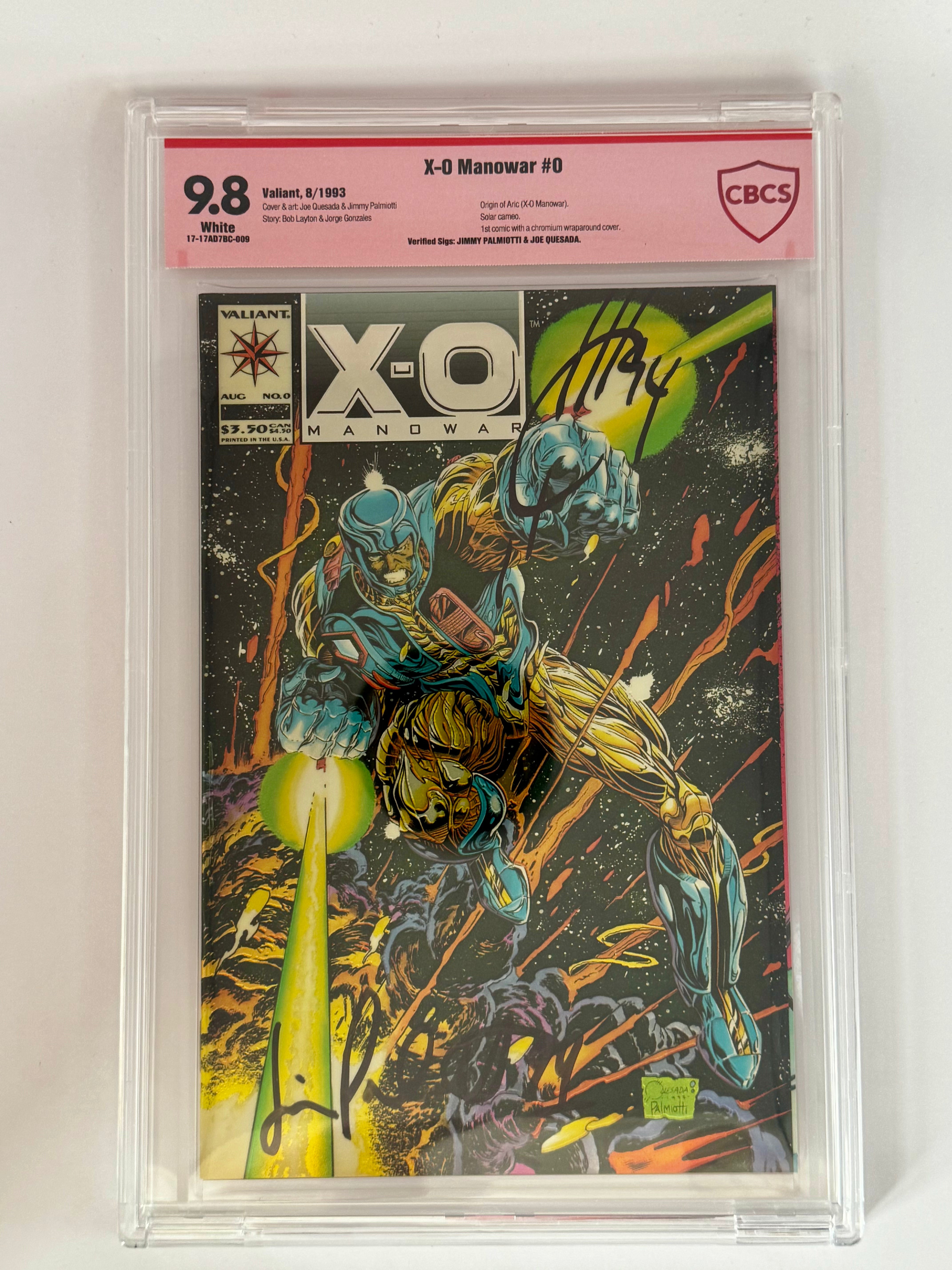 X-O MANOWAR #0 [1993] SIGNED BY JIMMY PALMIOTTI & JOE QUESADA | CBCS 9.8 VERIFIED SIGNATURE