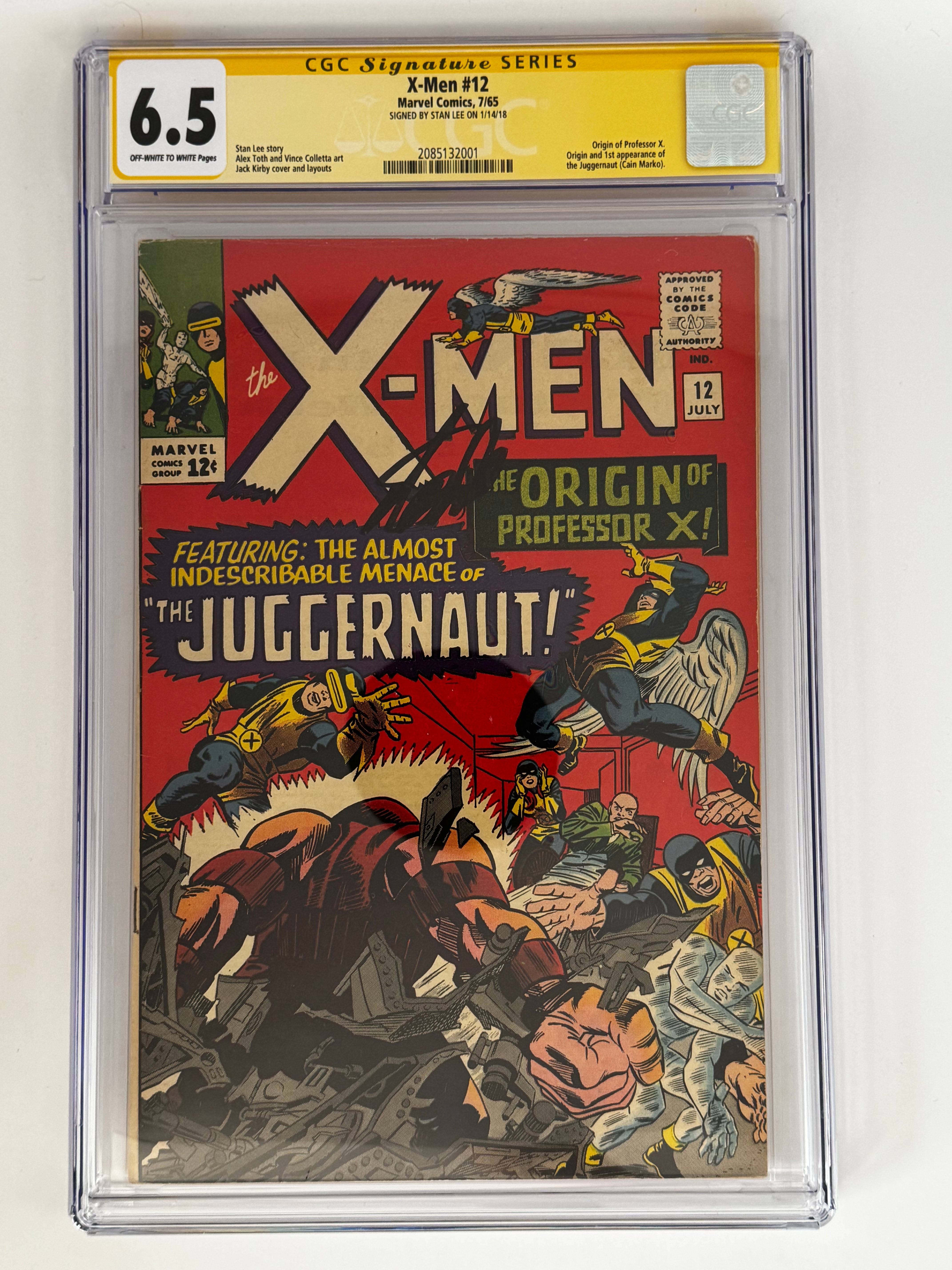 X-MEN #12 [1965] SIGNED BY STAN LEE | CGC 6.5 SS YELLOW LABEL 1ST JUGGERNAUT