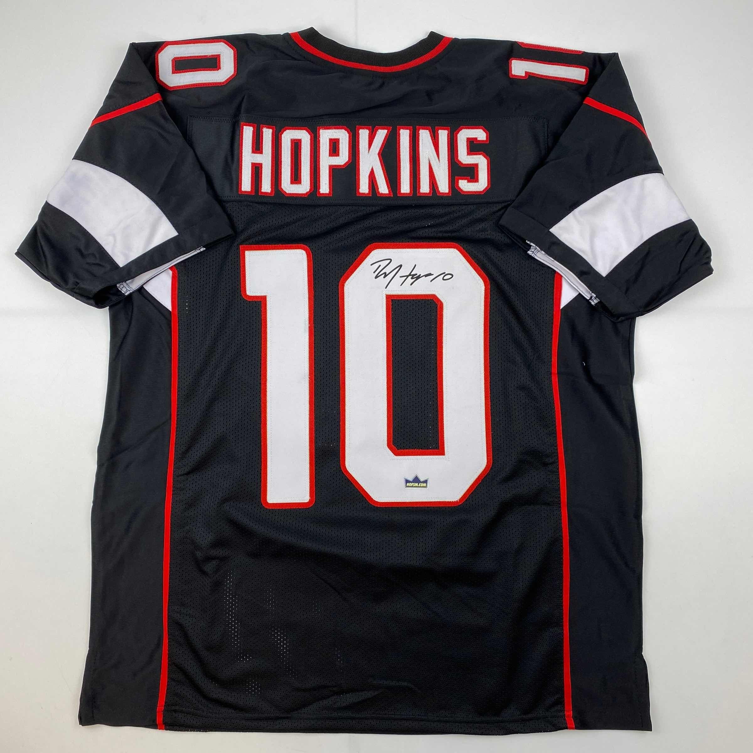 Facsimile Autographed DeAndre Hopkins Arizona Black Reprint Laser Auto Football Jersey Size Men's XL