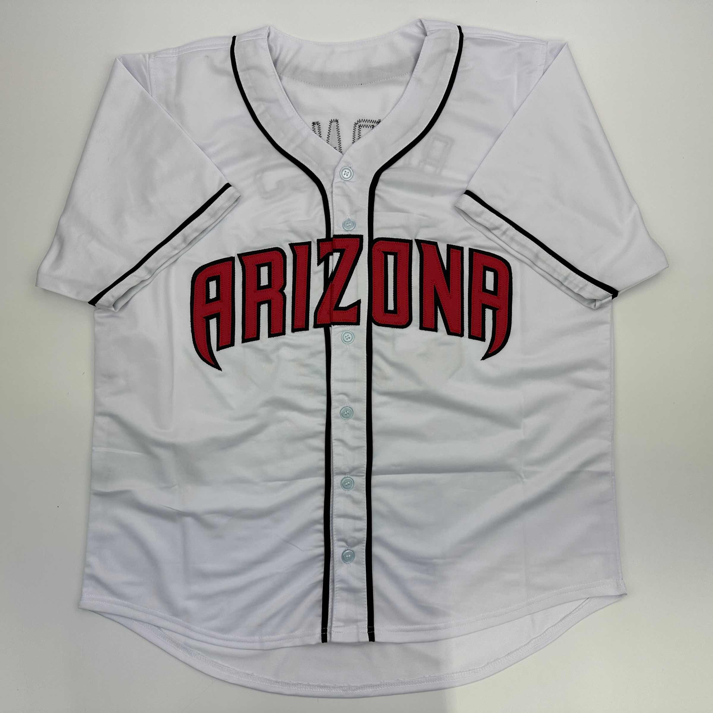 Facsimile Autographed Corbin Burnes Arizona White Reprint Laser Auto Baseball Jersey Size Men's XL