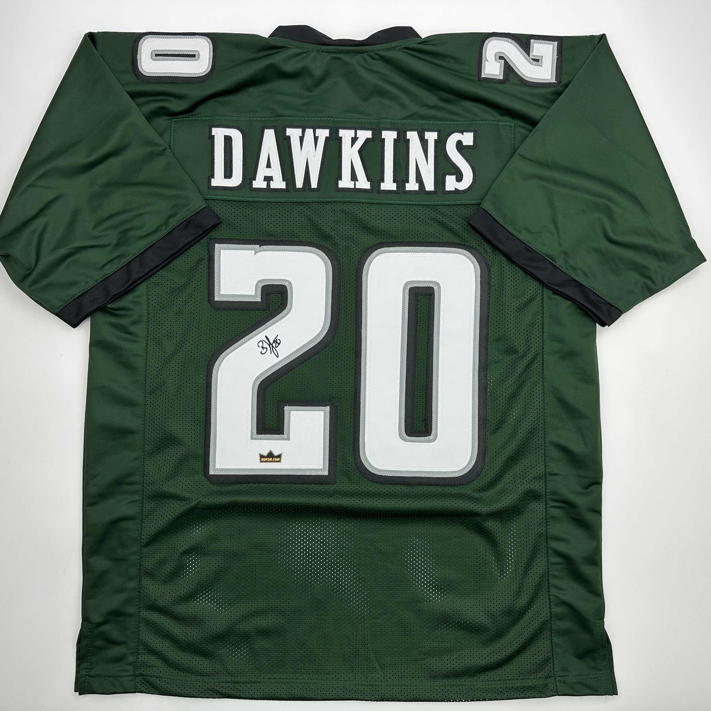 Facsimile Autographed Brian Dawkins Philadelphia Green Reprint Laser Auto Football Jersey Size Men's XL