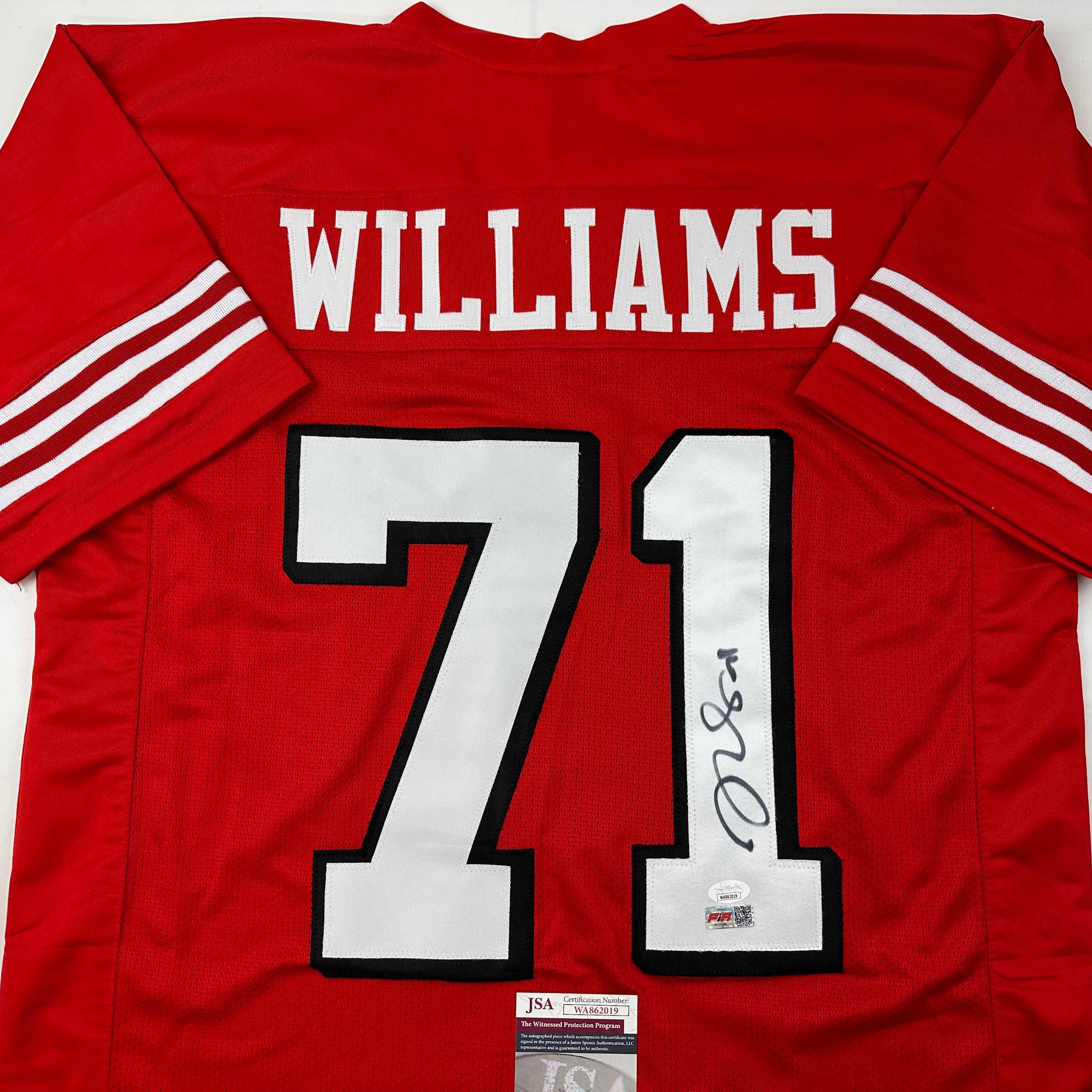 Autographed/Signed Trent Williams San Francisco Alternate Red Football Jersey JSA COA