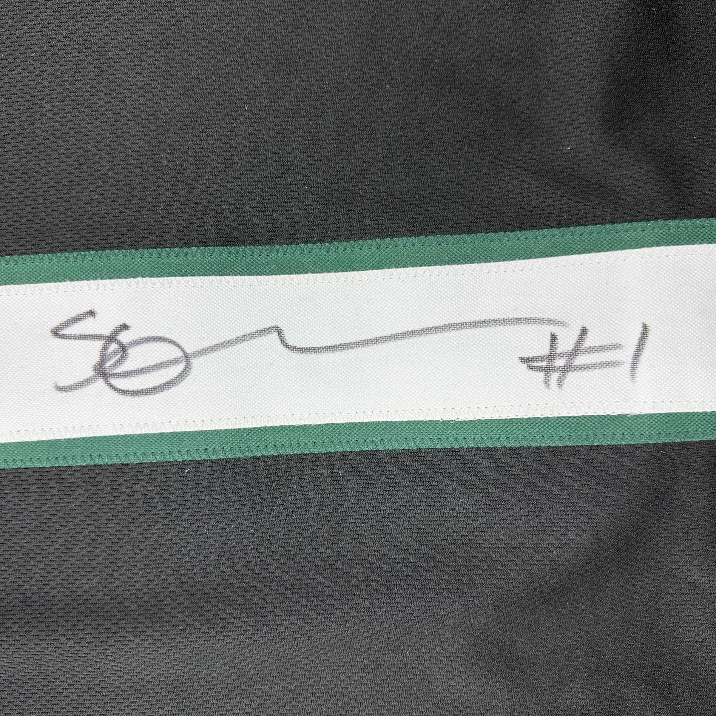 Autographed/Signed Ahmad Sauce Gardner New York Black Football Jersey Beckett BAS COA