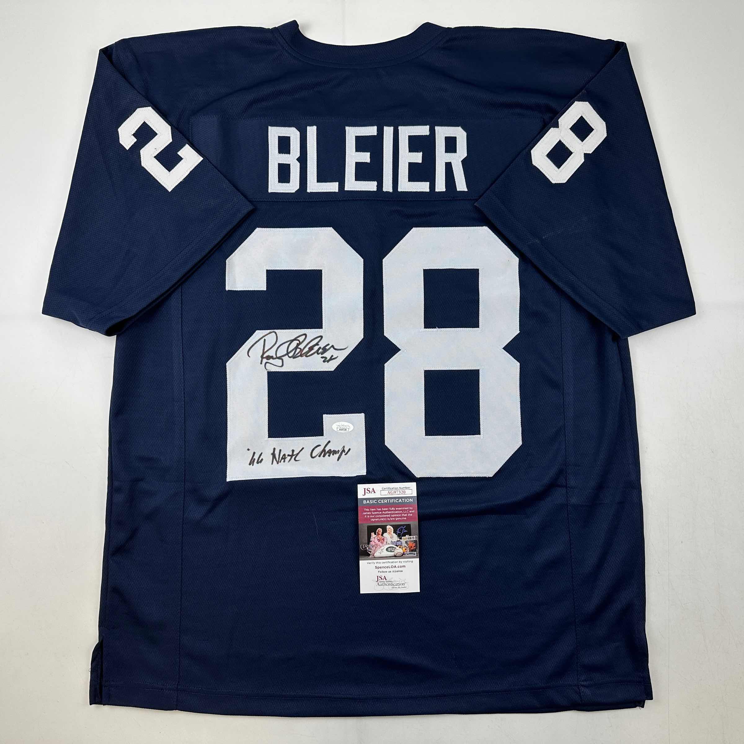 Autographed/Signed Rocky Bleier 66 Nat'l Champs Notre Dame Blue College Football Jersey JSA COA