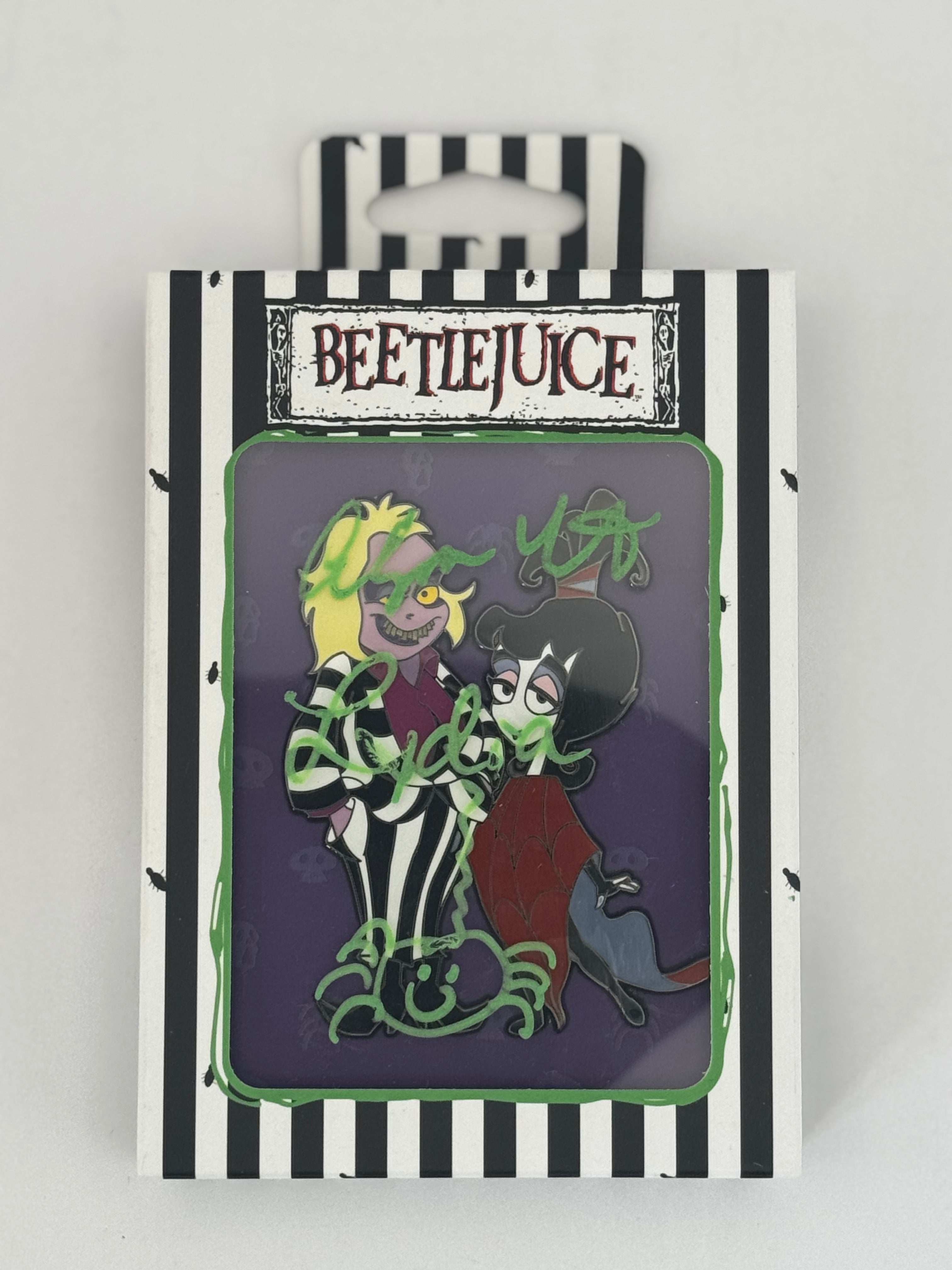 [Signed by Alyson Court] Animated Beetlejuice 3” Collector Box Pin Exclusive | Voice of Lydia