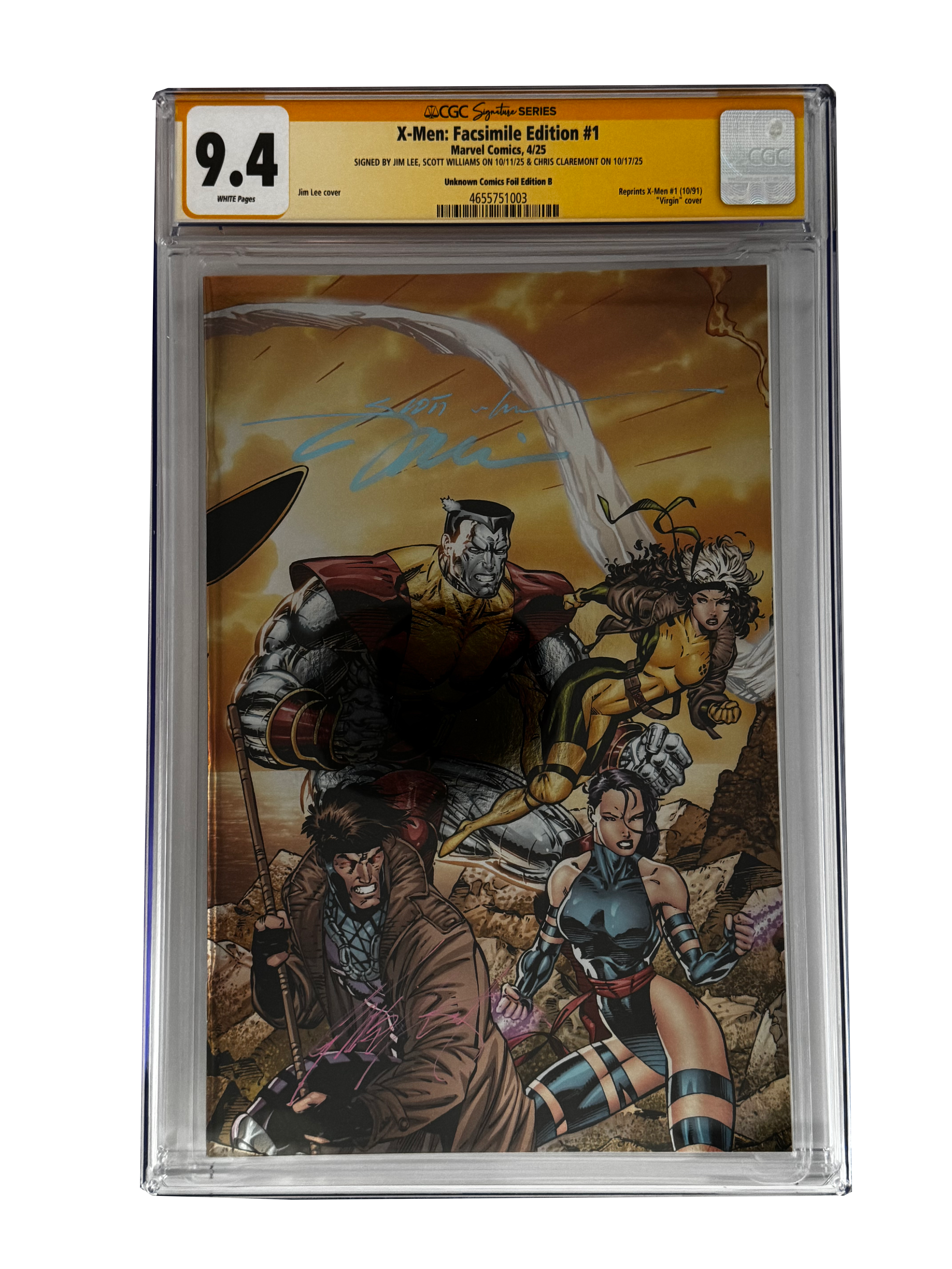 [TRIPLE SIGNED CGC YELLOW LABEL 4 PACK FOIL] X-Men 1991 #1 Facsimile Jim Lee | Claremont |  Williams Cover Var [Set #3]
