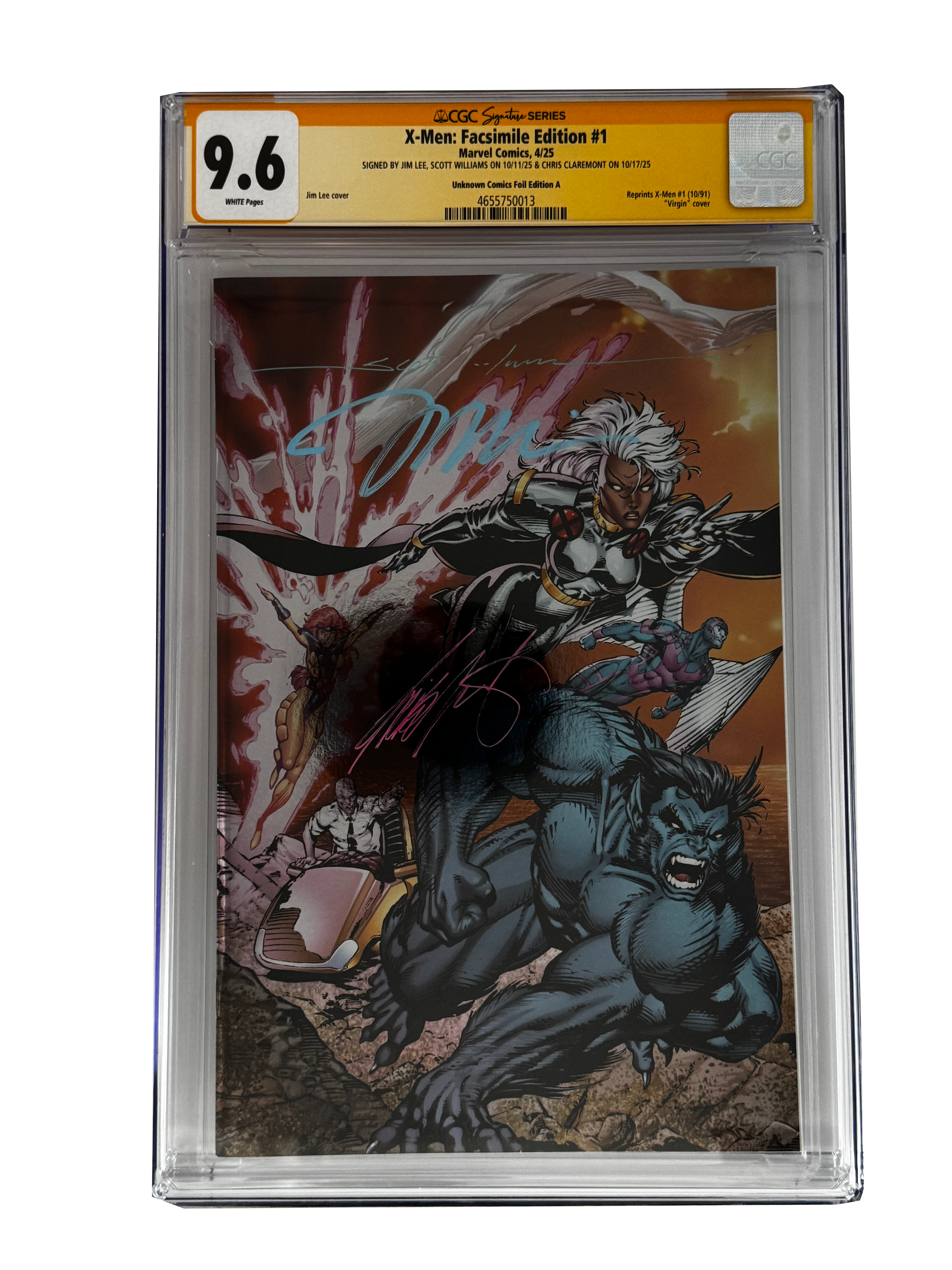 [TRIPLE SIGNED CGC YELLOW LABEL 4 PACK FOIL] X-Men 1991 #1 Facsimile Jim Lee | Claremont |  Williams Cover Var [Set #3]