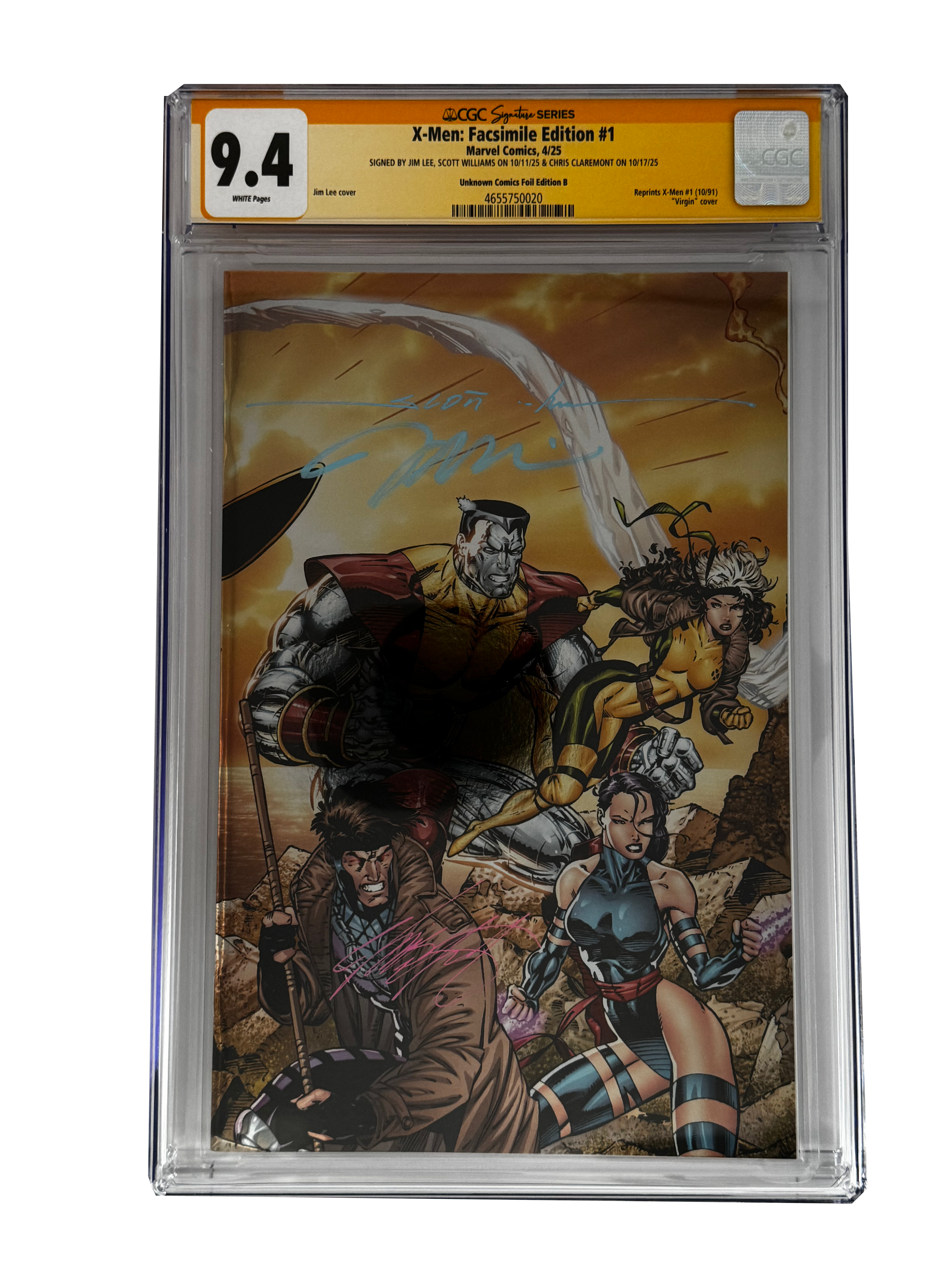 [TRIPLE SIGNED CGC YELLOW LABEL 4 PACK FOIL] X-Men 1991 #1 Facsimile Jim Lee | Claremont |  Williams Cover Var [Set #2]