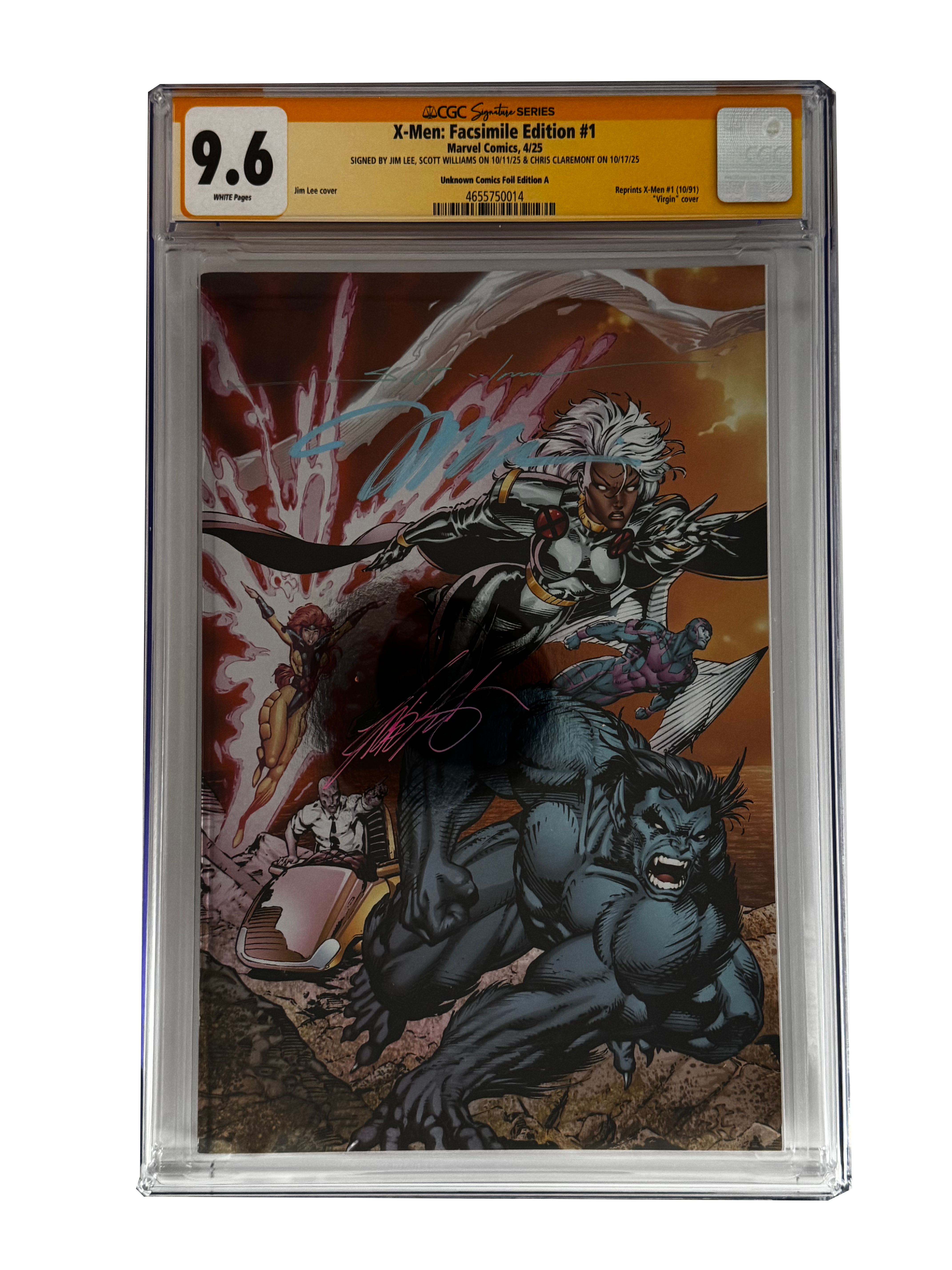[TRIPLE SIGNED CGC YELLOW LABEL 4 PACK FOIL] X-Men 1991 #1 Facsimile Jim Lee | Claremont |  Williams Cover Var [Set #2]