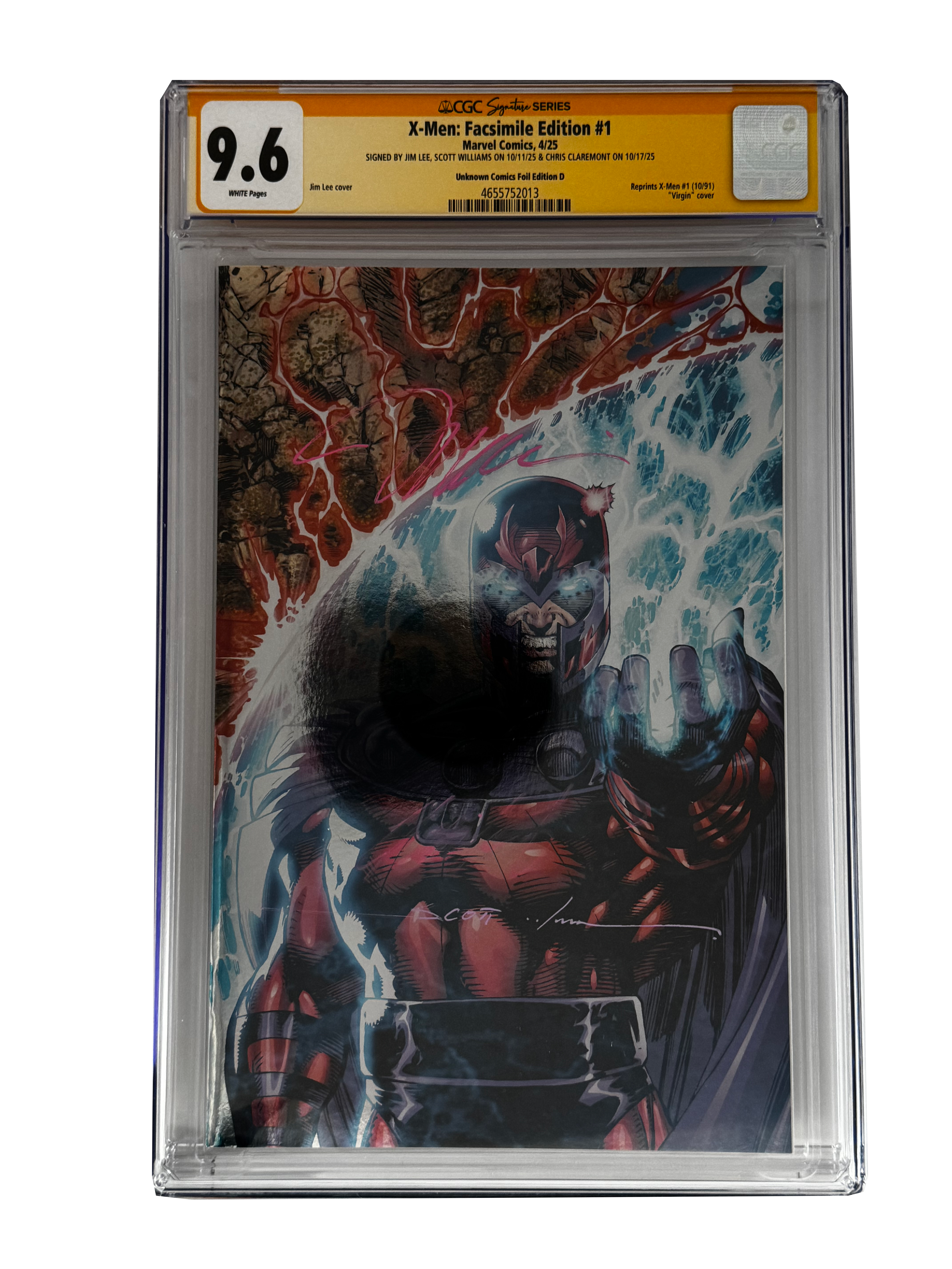 [TRIPLE SIGNED CGC YELLOW LABEL 4 PACK FOIL] X-Men 1991 #1 Facsimile Jim Lee | Claremont |  Williams Cover Var [Set #2]