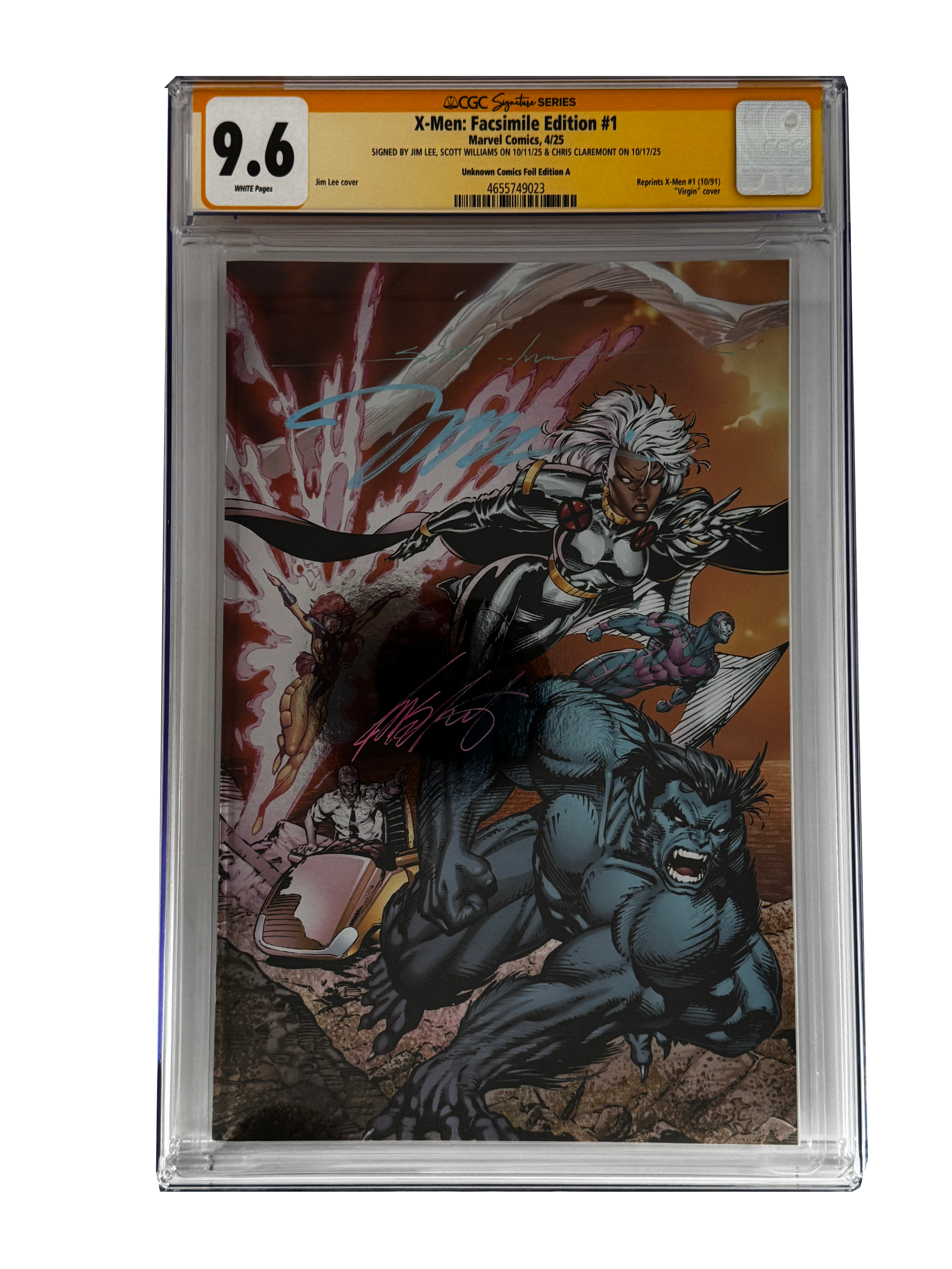 [TRIPLE SIGNED CGC YELLOW LABEL 4 PACK FOIL] X-Men 1991 #1 Facsimile Jim Lee | Claremont |  Williams Cover Var [Set #1]