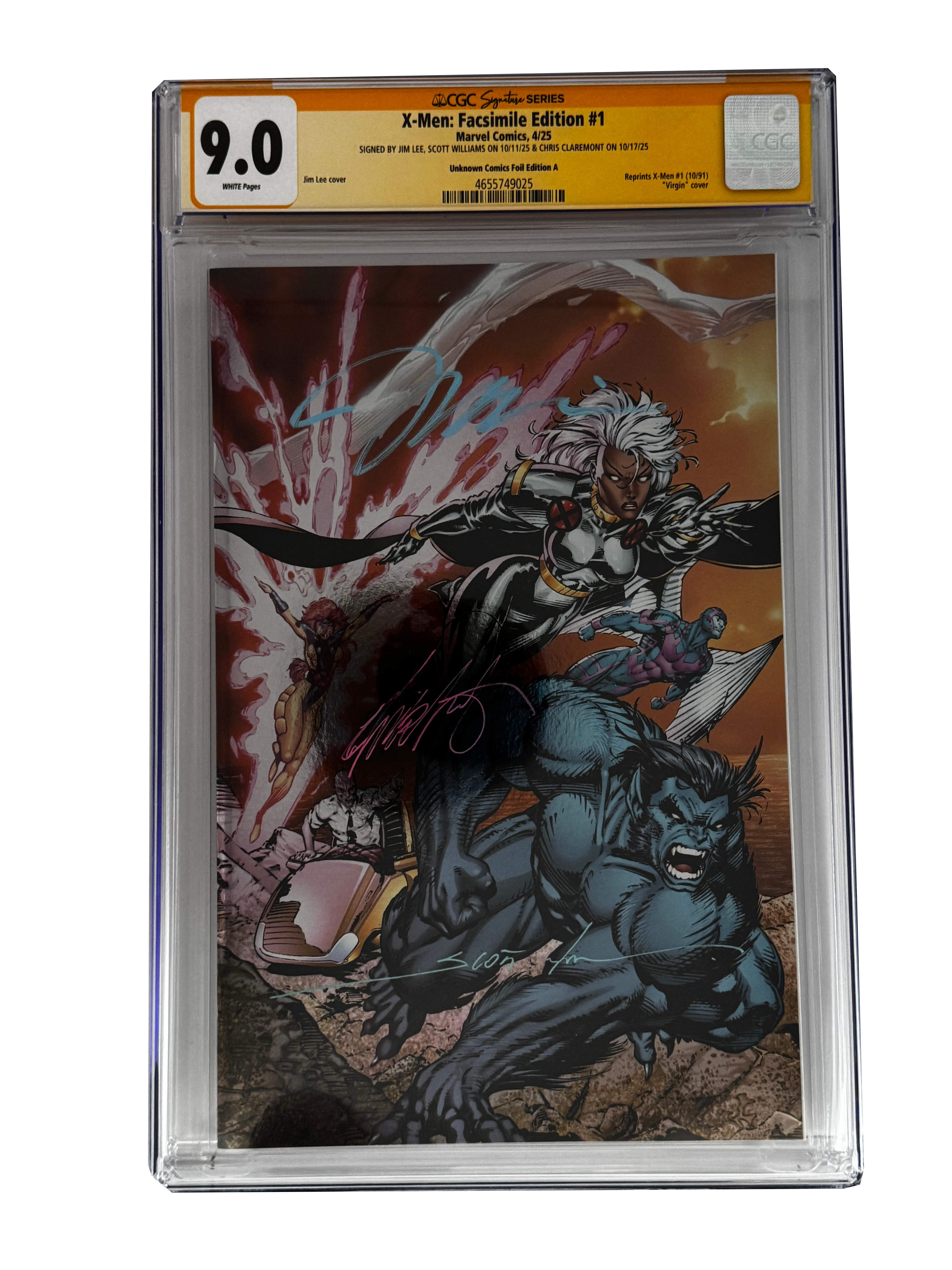 [TRIPLE SIGNED CGC YELLOW LABEL 4 PACK FOIL] X-Men 1991 #1 Facsimile Jim Lee | Claremont |  Williams Cover Var [Set #4]