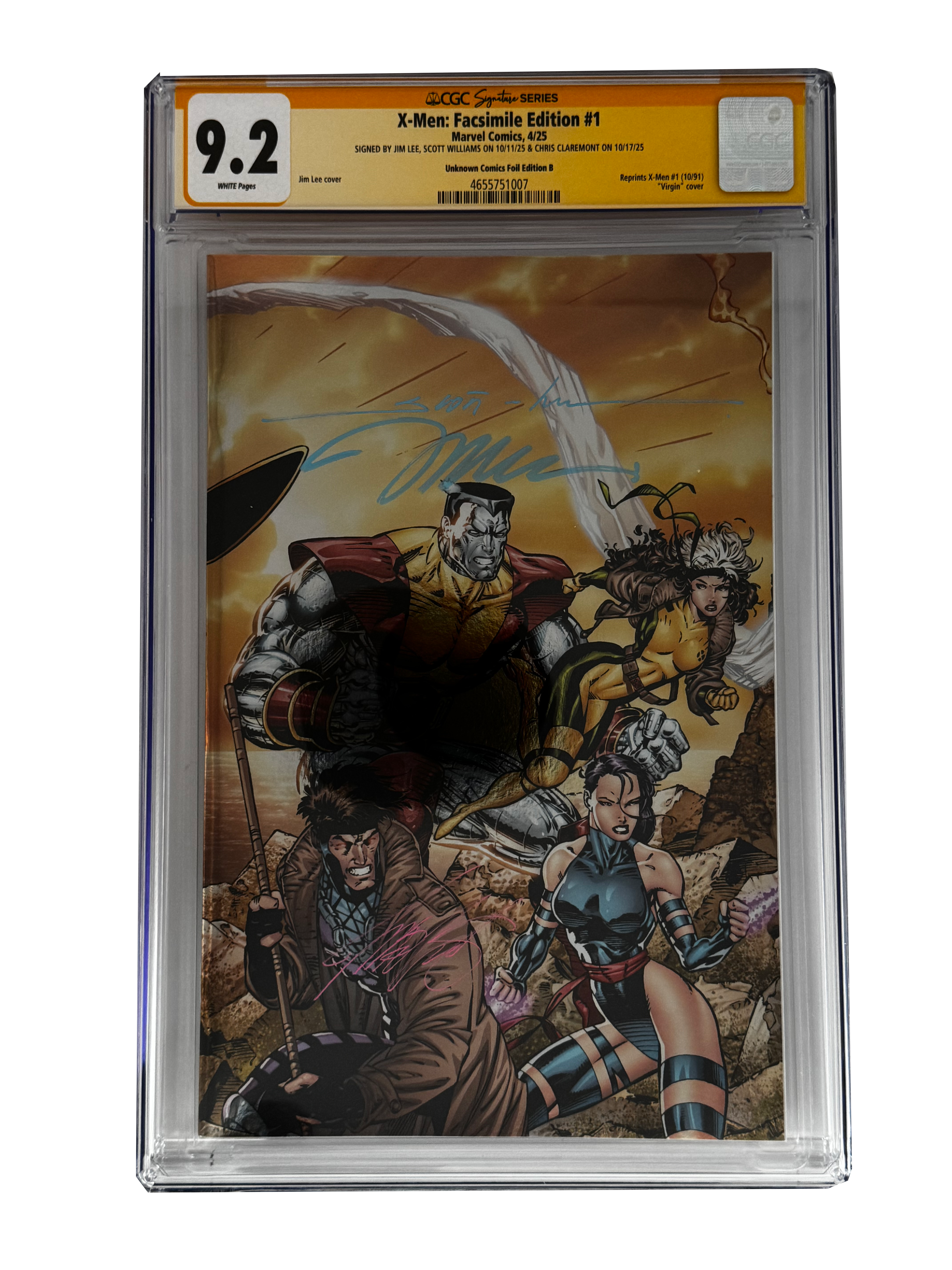 [TRIPLE SIGNED CGC YELLOW LABEL 4 PACK FOIL] X-Men 1991 #1 Facsimile Jim Lee | Claremont |  Williams Cover Var [Set #4]