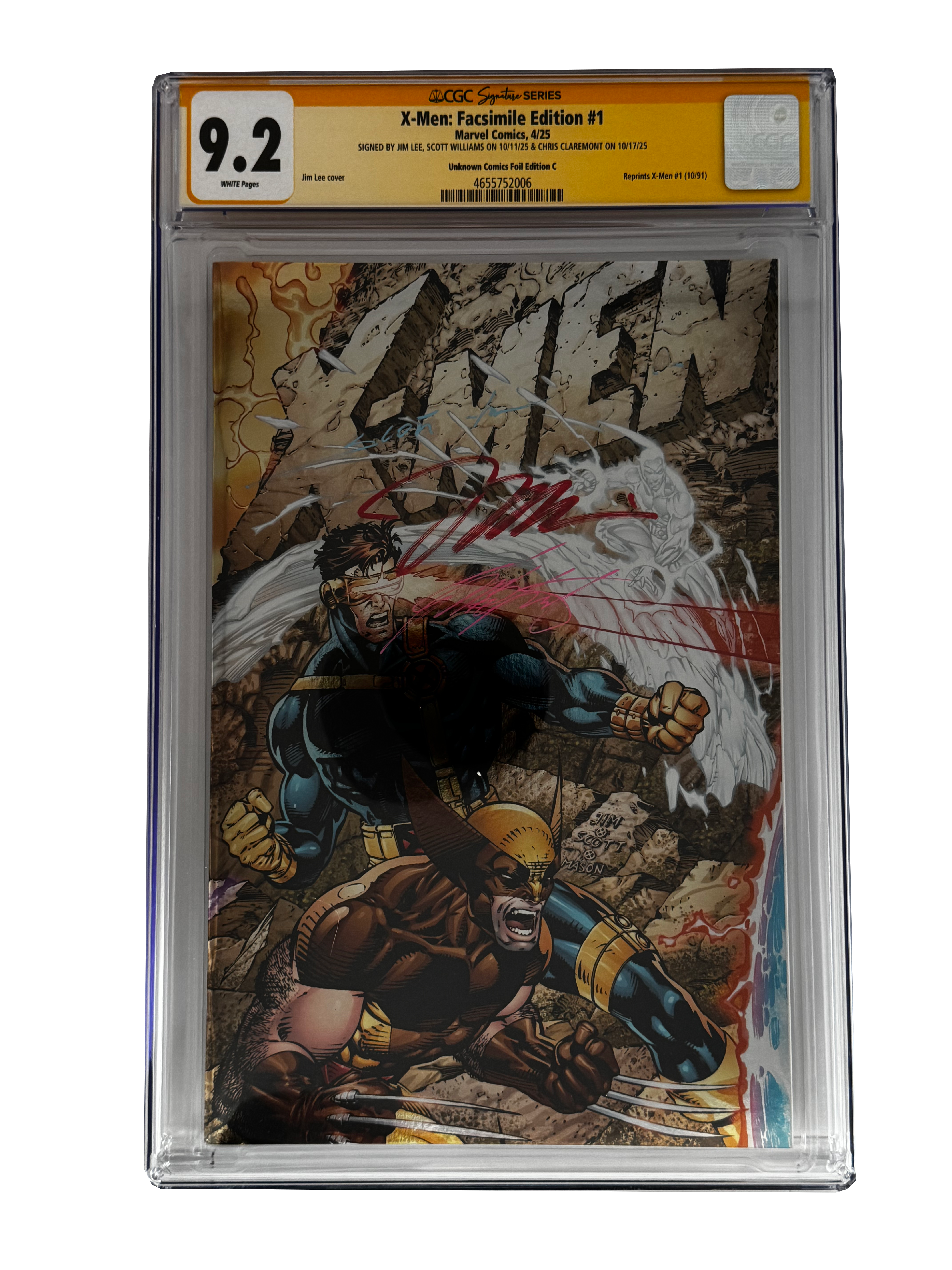 [TRIPLE SIGNED CGC YELLOW LABEL 4 PACK FOIL] X-Men 1991 #1 Facsimile Jim Lee | Claremont |  Williams Cover Var [Set #4]