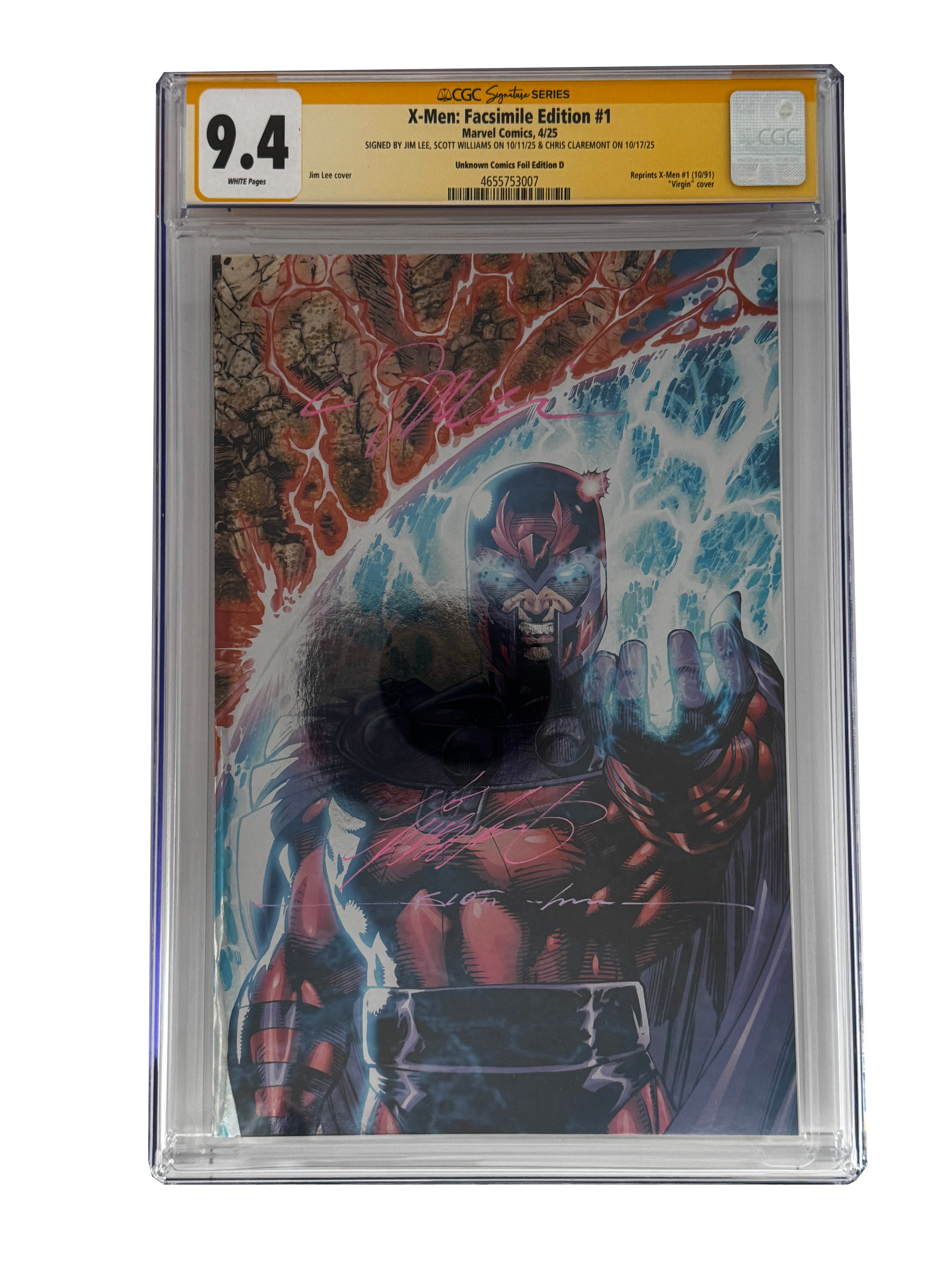[TRIPLE SIGNED CGC YELLOW LABEL 4 PACK FOIL] X-Men 1991 #1 Facsimile Jim Lee | Claremont |  Williams Cover Var [Set #4]