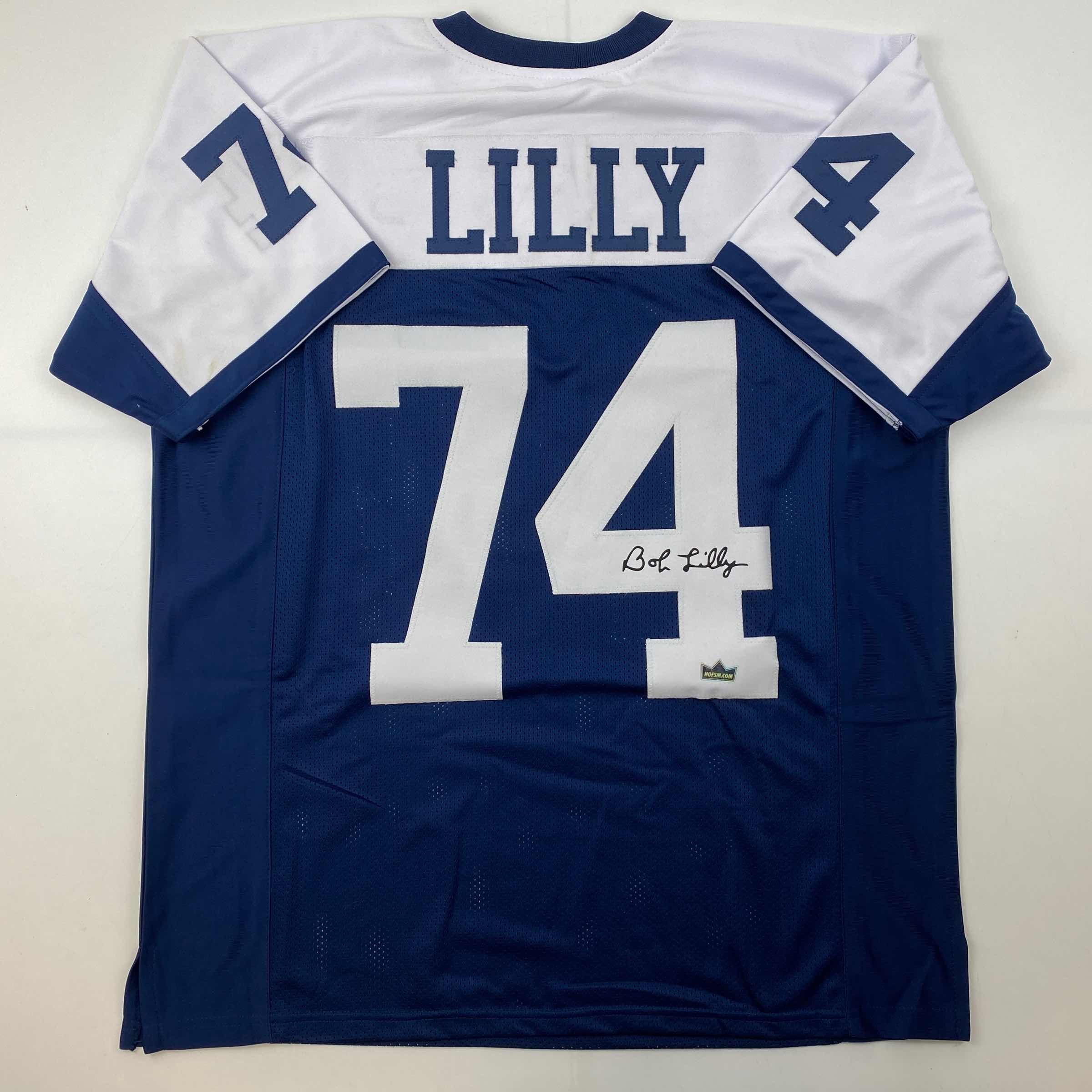 Facsimile Autographed Bob Lilly Dallas Thanksgiving Day Reprint Laser Auto Football Jersey Size Men's XL